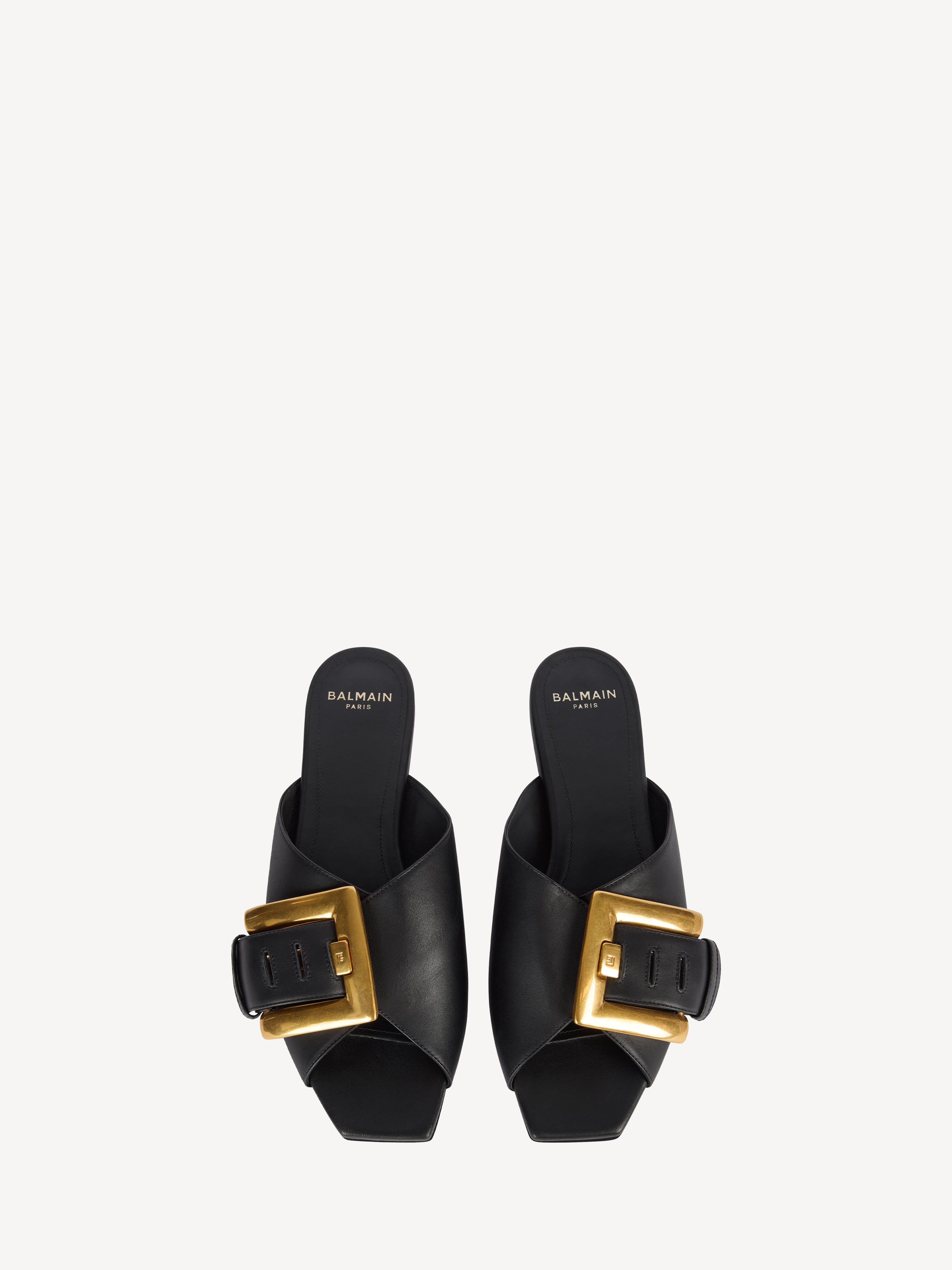 Anthem flat calfskin leather sandals Black - Women I Balmain