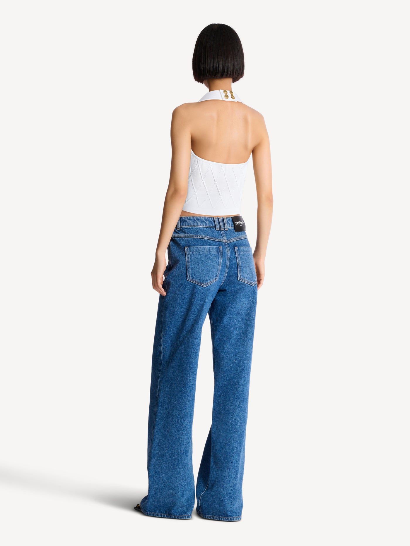 Quilted knit halterneck top