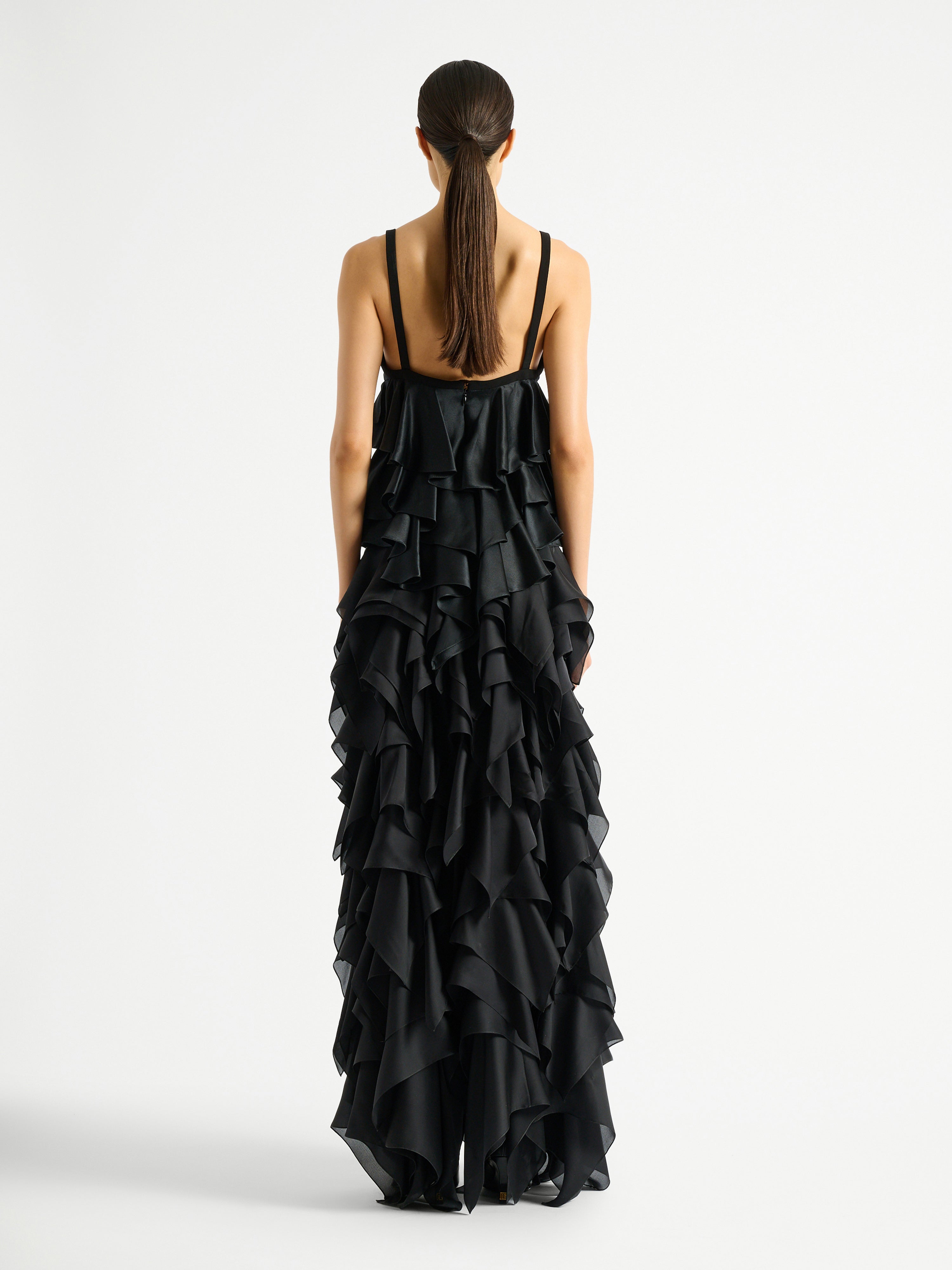 Satin top with thin straps black - Women | BALMAIN