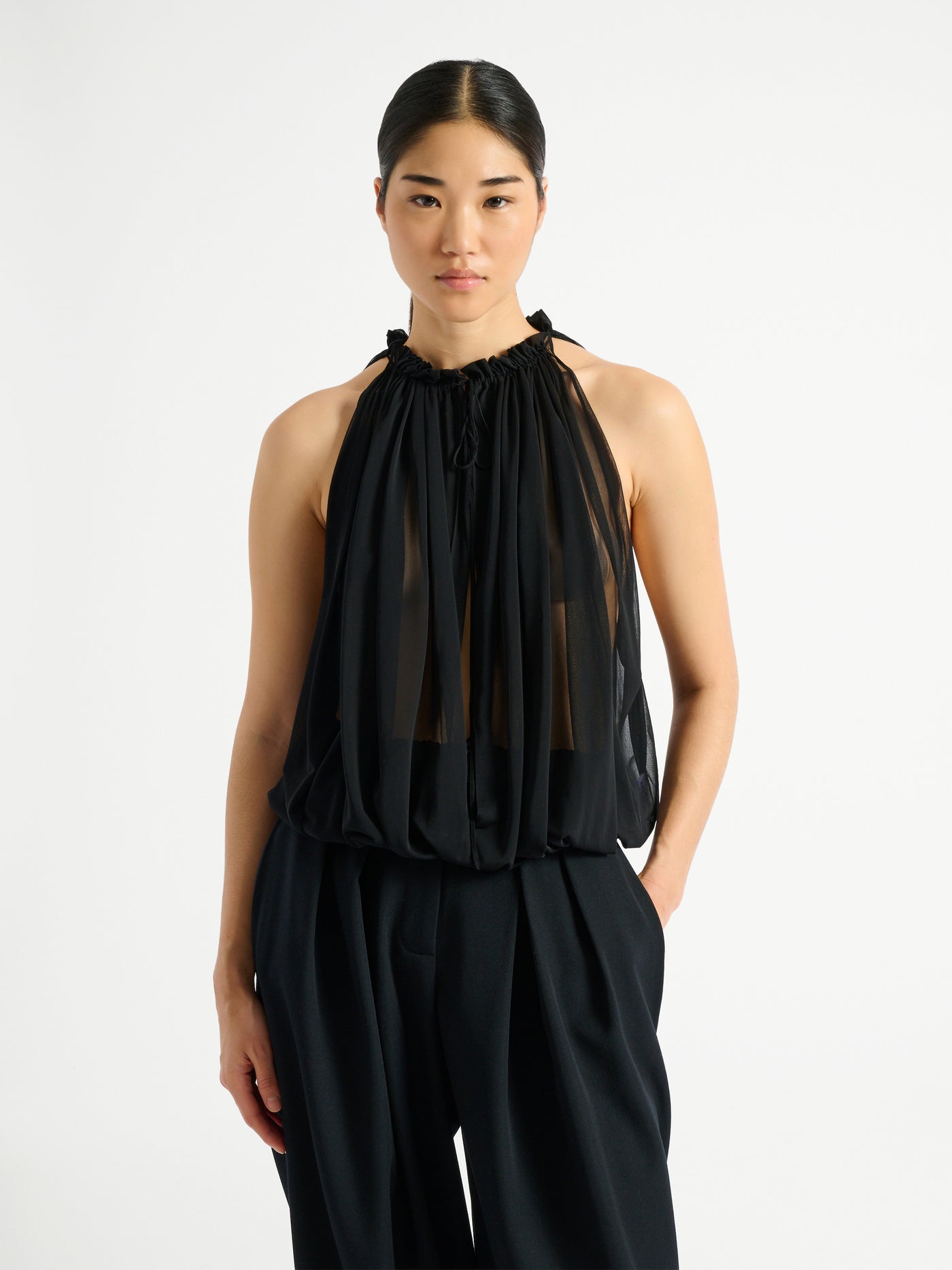 Sleeveless muslin top