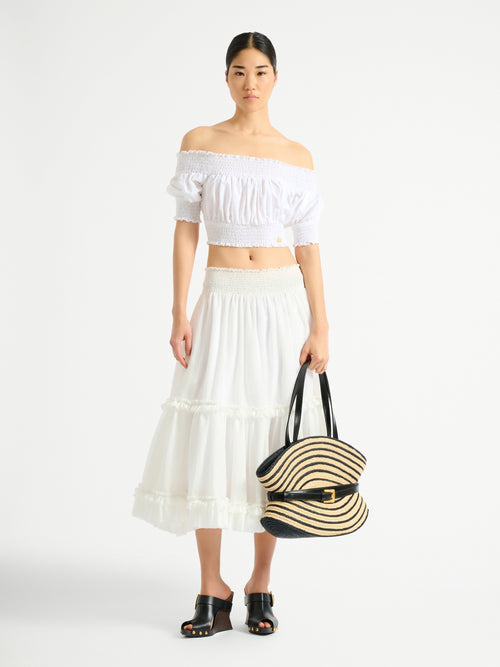 Poplin off-the-shoulder top