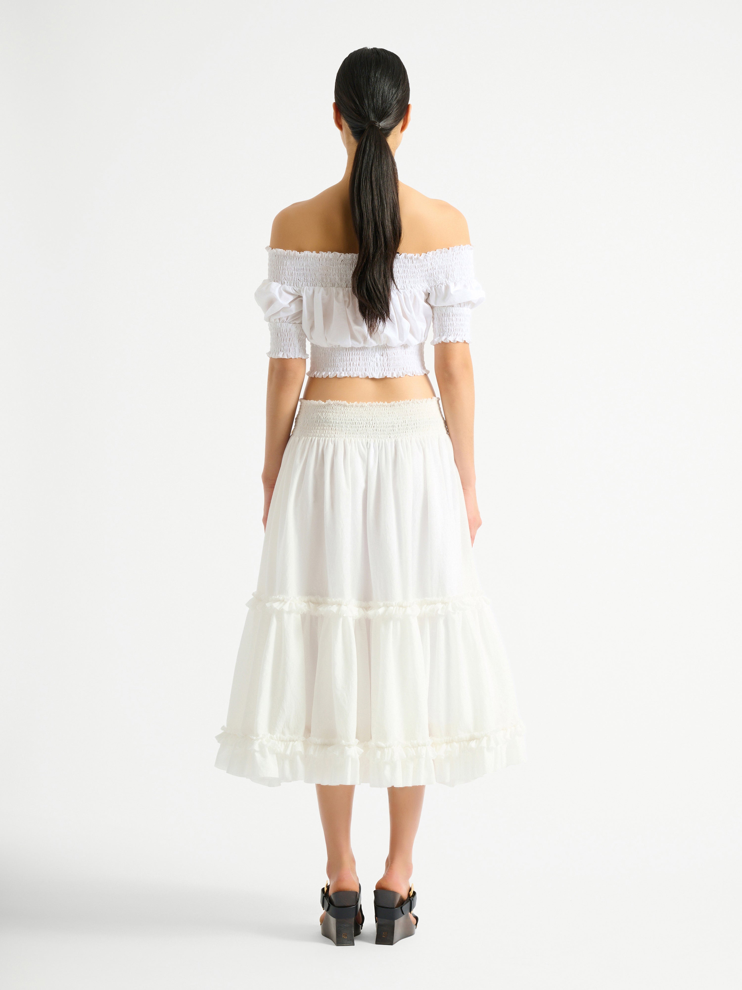 Poplin off-the-shoulder top white - Women | BALMAIN