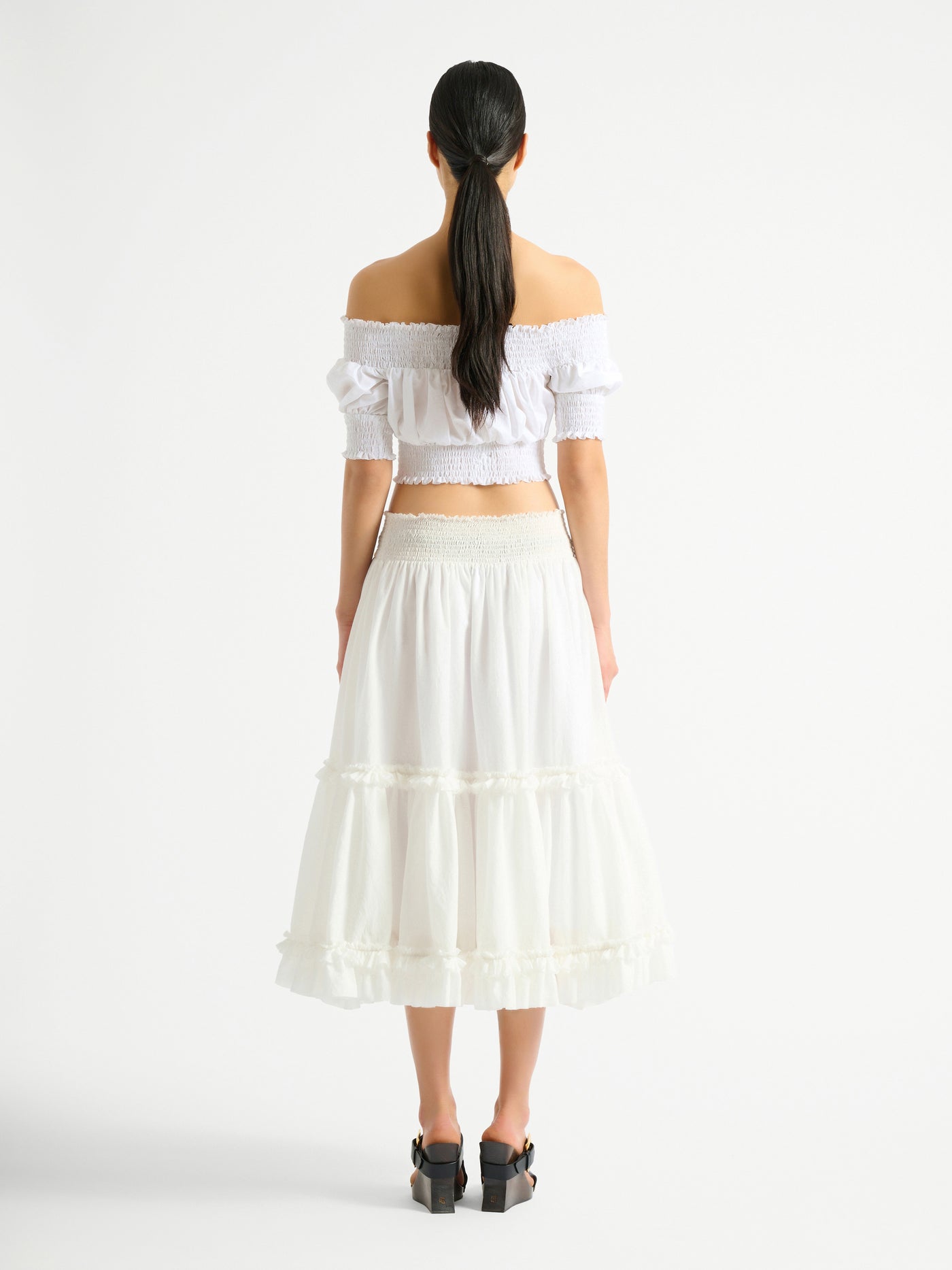 Poplin off-the-shoulder top