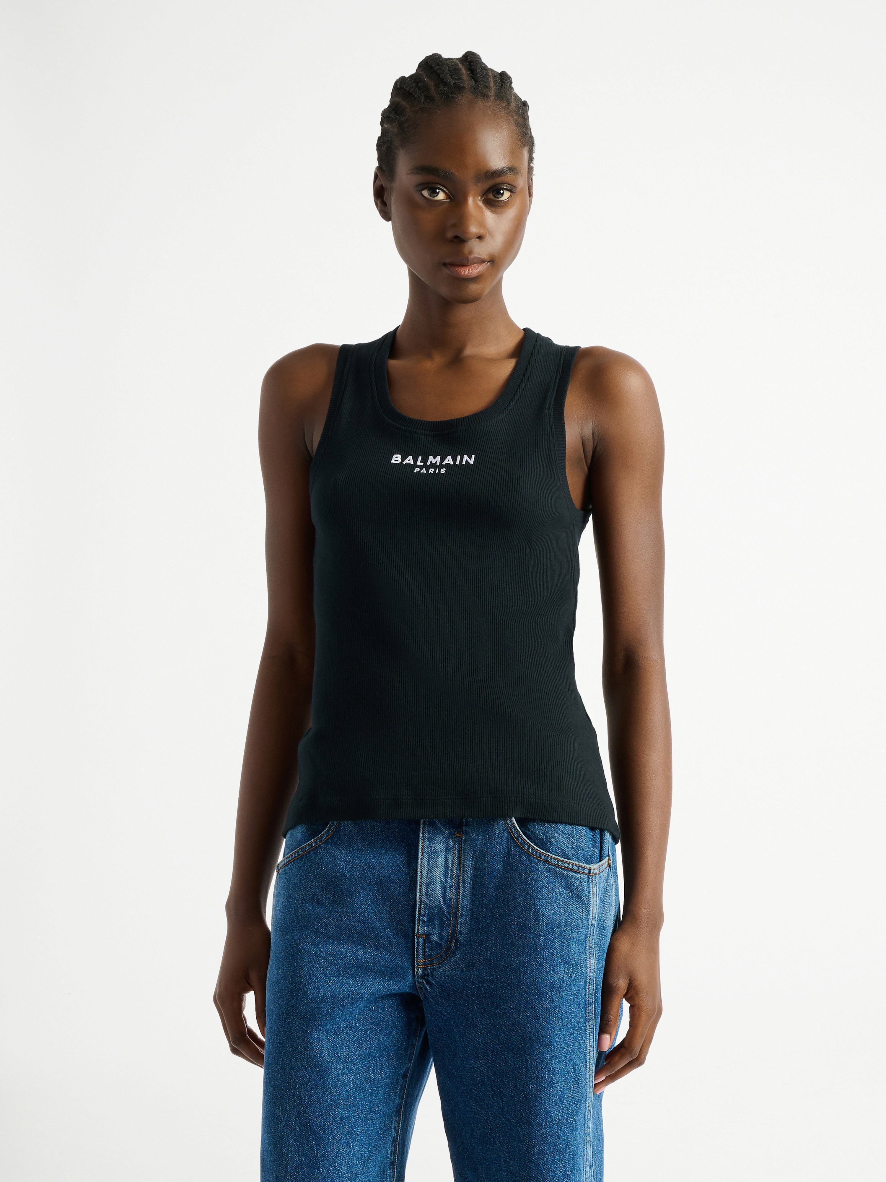 Balmain Paris embroidered vest top black - Women | BALMAIN