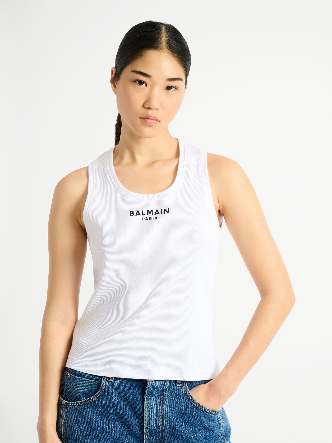 Balmain Paris embroidered vest top