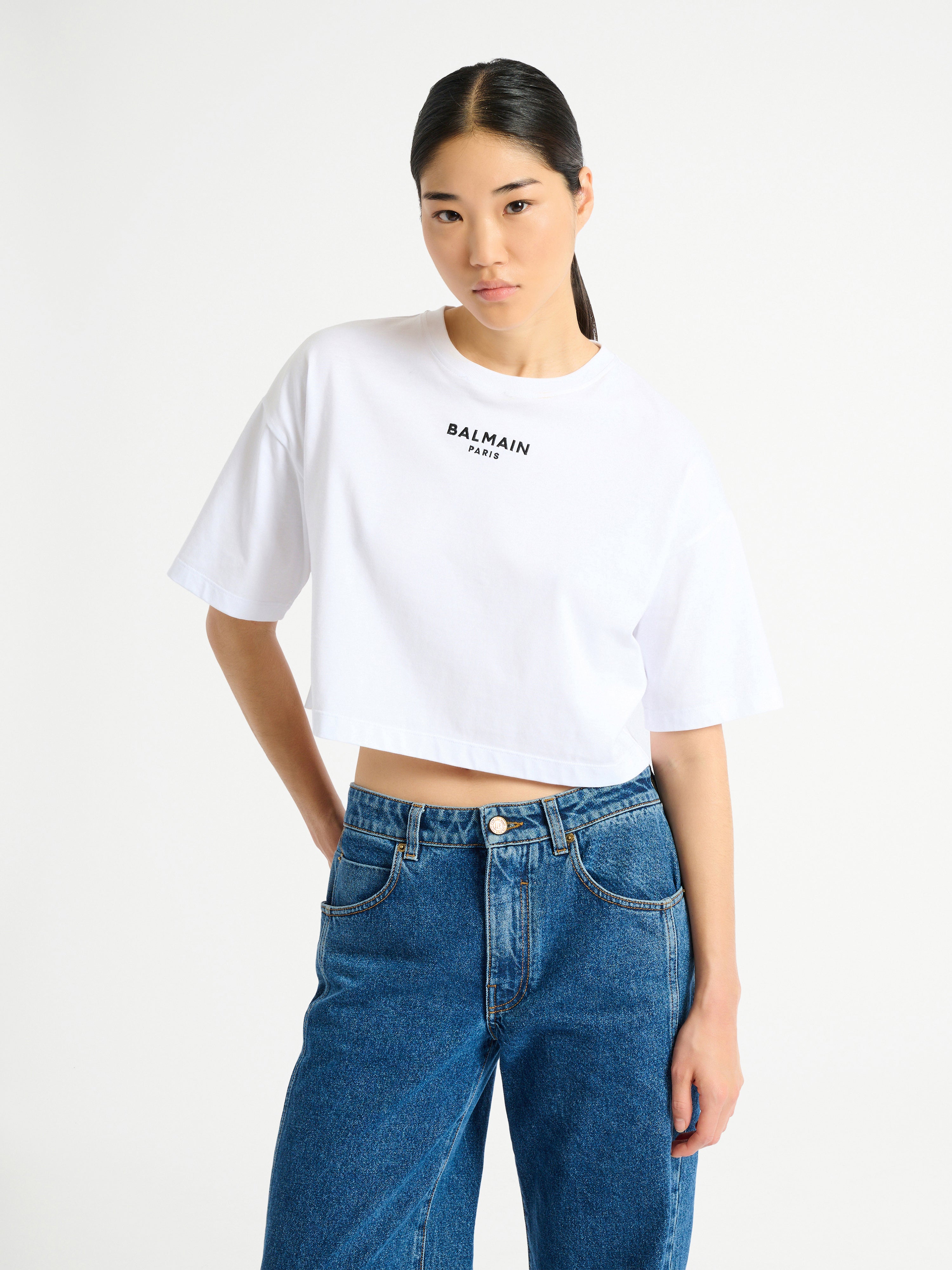 Embroidered Balmain Paris T-shirt white - Women | BALMAIN