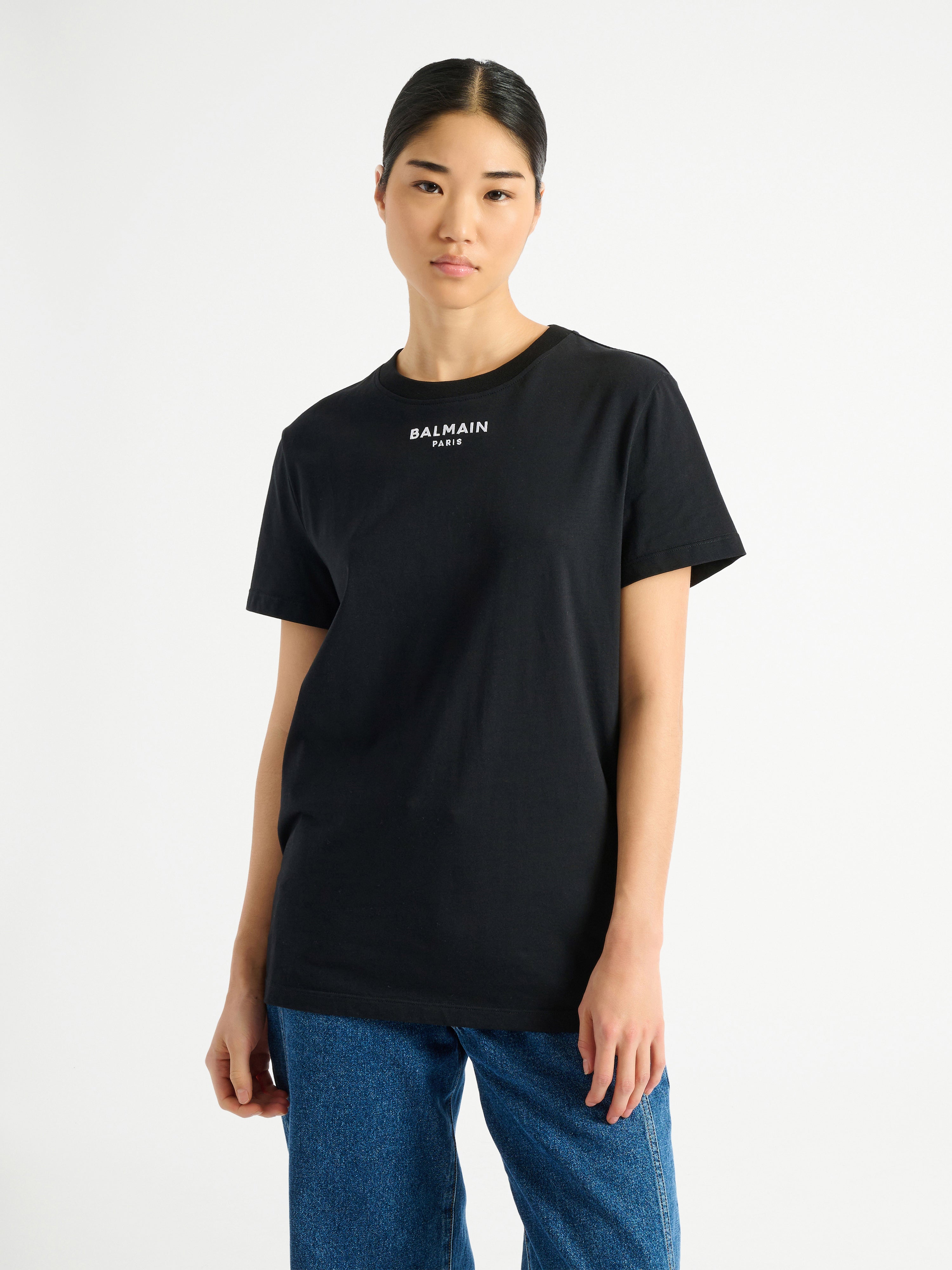 Embroidered Balmain Paris T-shirt black - Women | BALMAIN