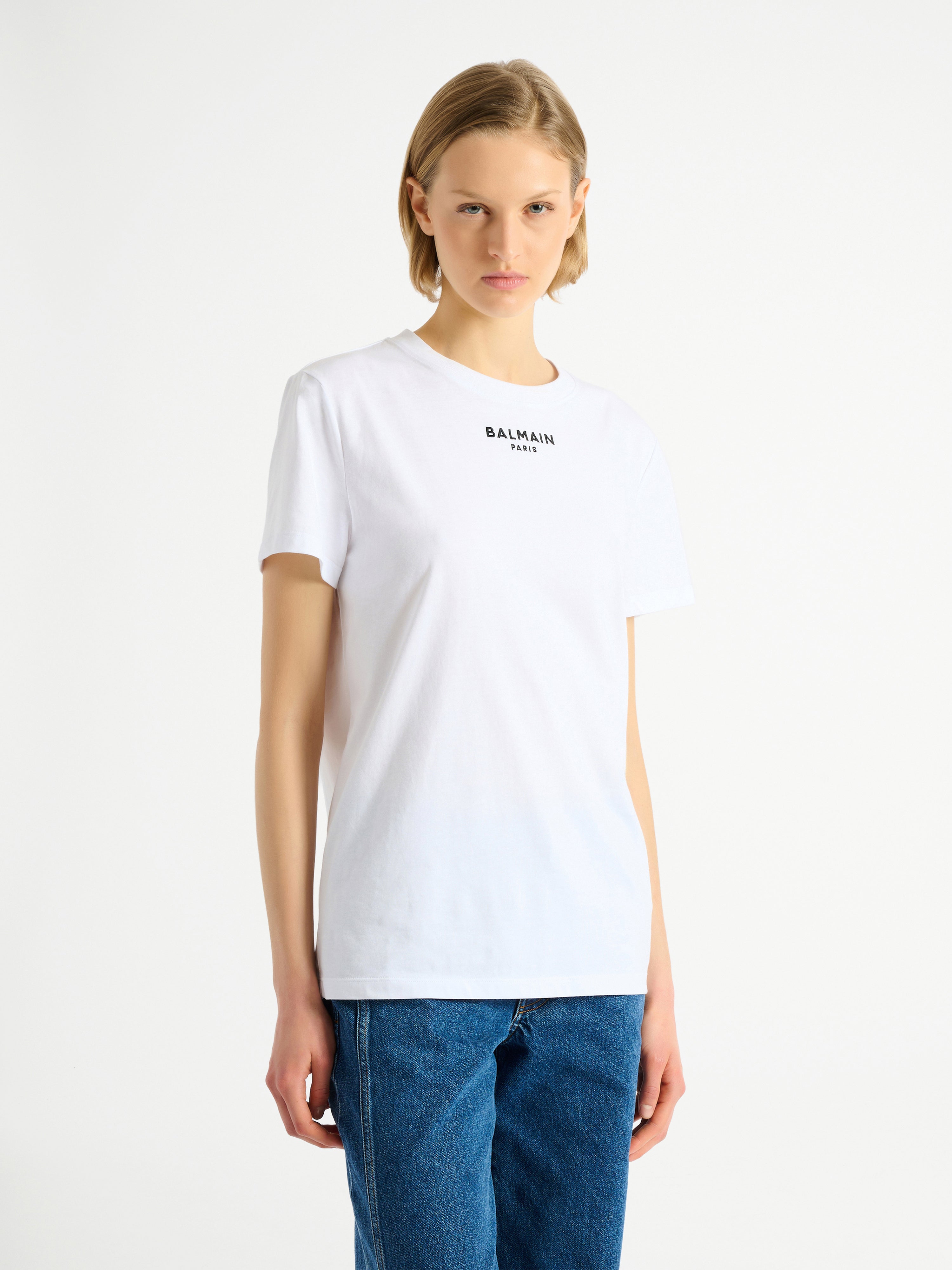 Embroidered Balmain Paris T-shirt white - Women | BALMAIN