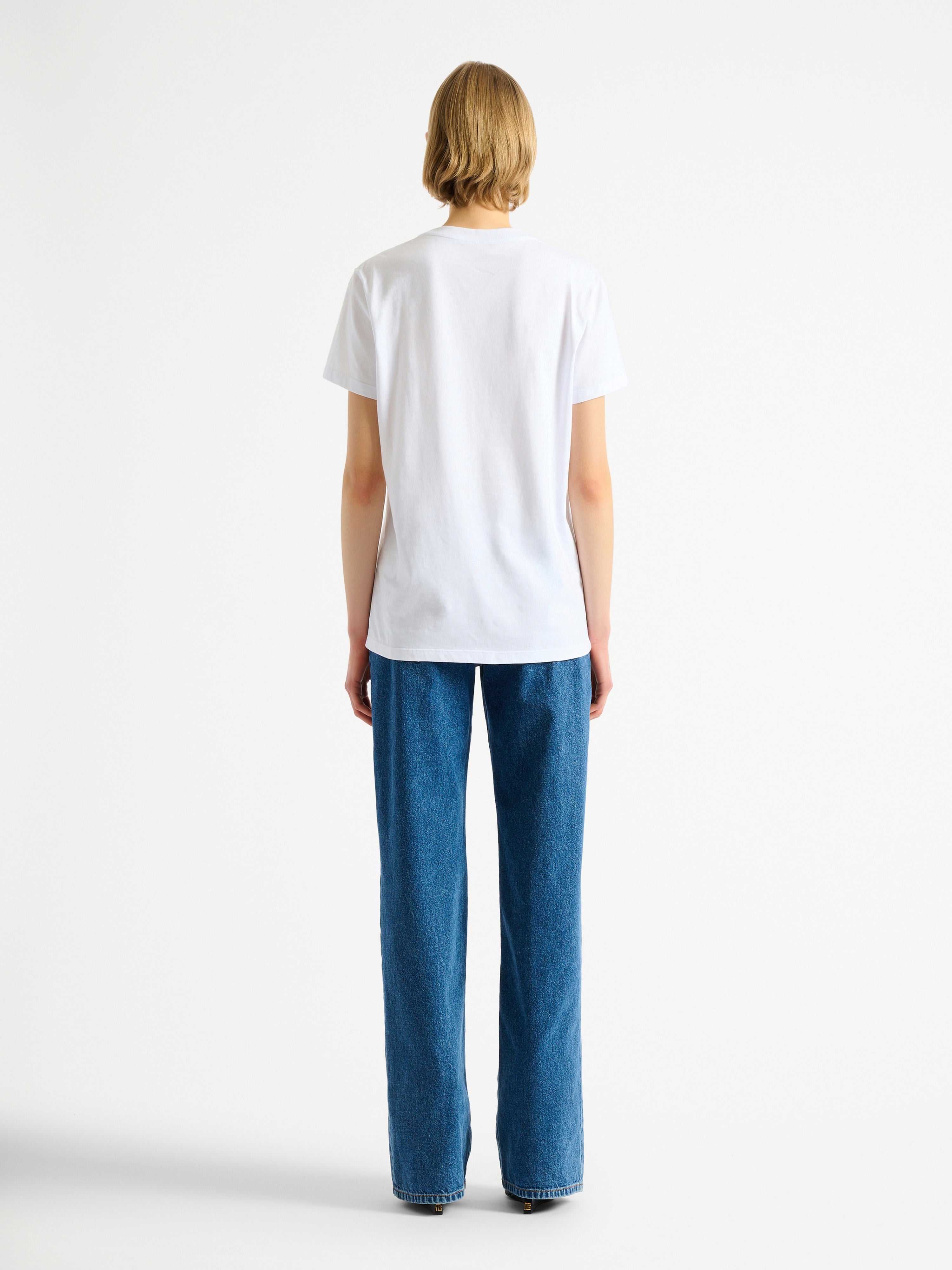 Embroidered Balmain Paris T-shirt white - Women | BALMAIN