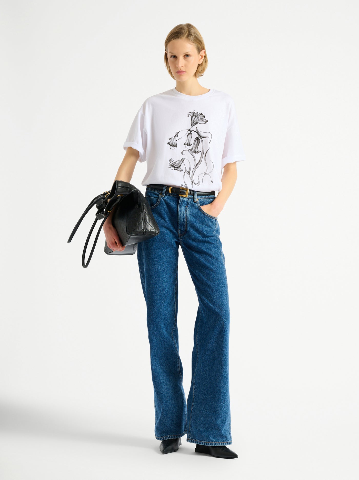 Printed Balmain Flower T-shirt