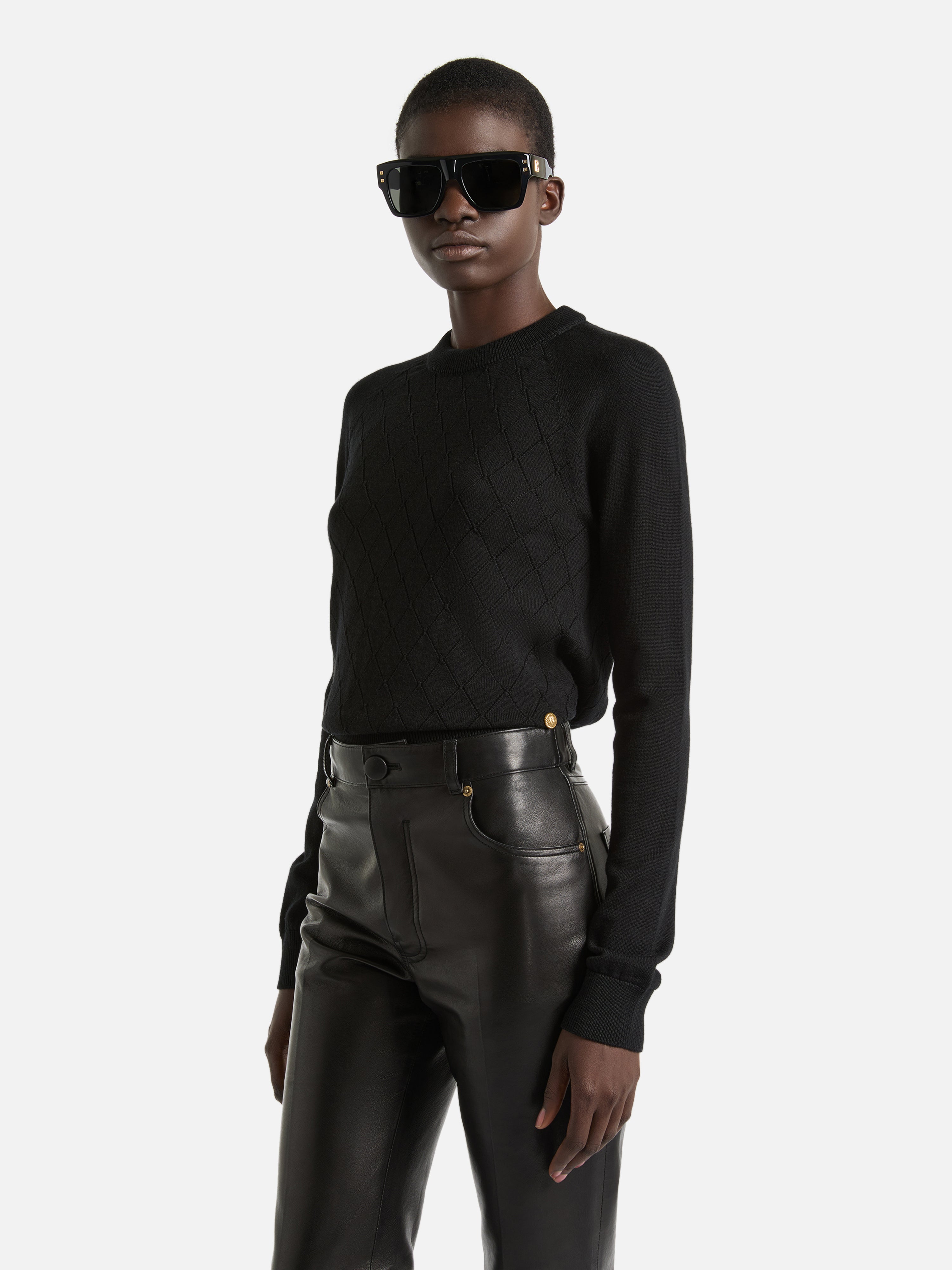 Balmain ショルダーボタン　ニット　36 Knit jumper black - Women | BALMAIN