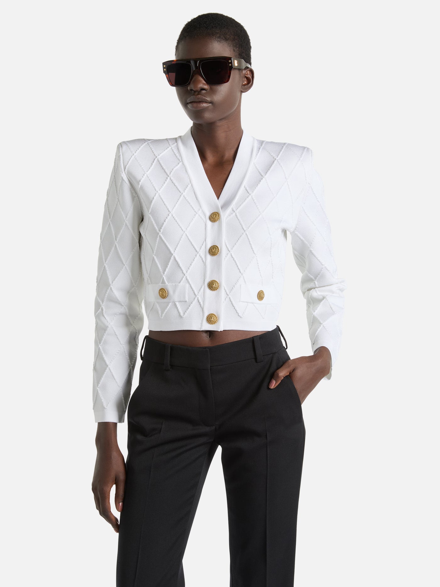 Cropped knit cardigan
