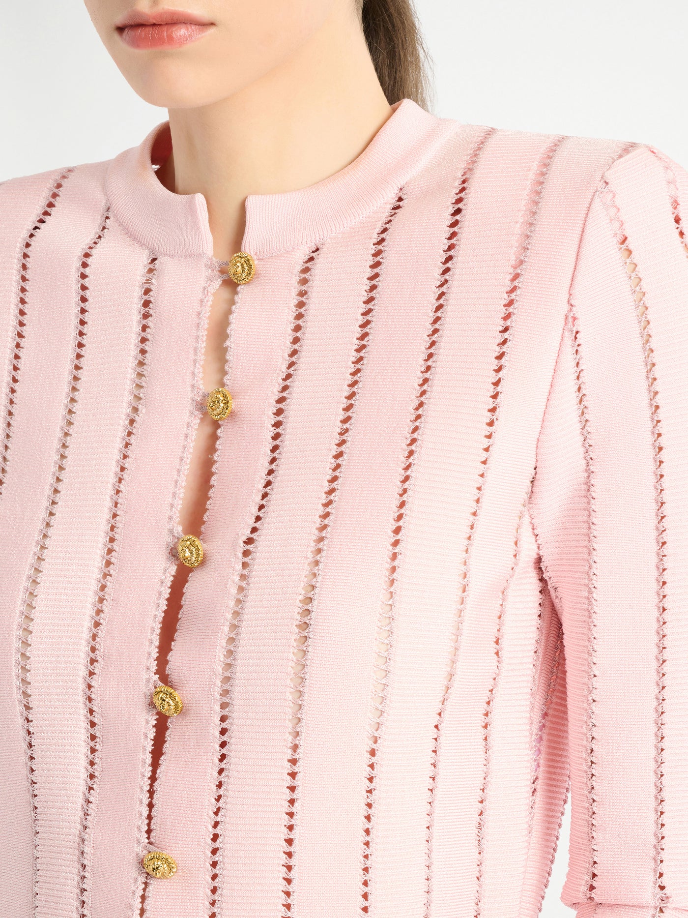 Cropped Fléchage knit cardigan