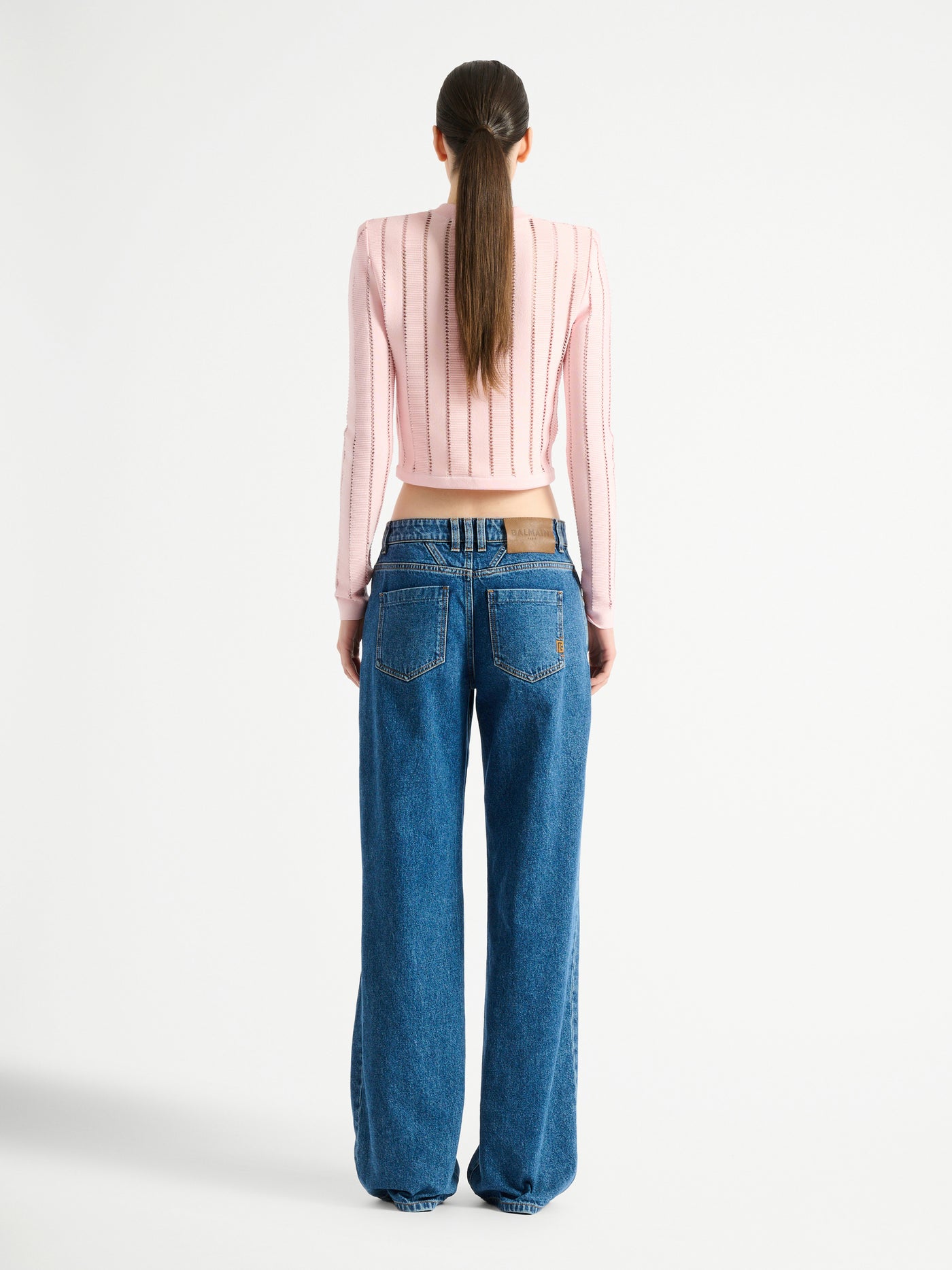 Cropped Fléchage knit cardigan
