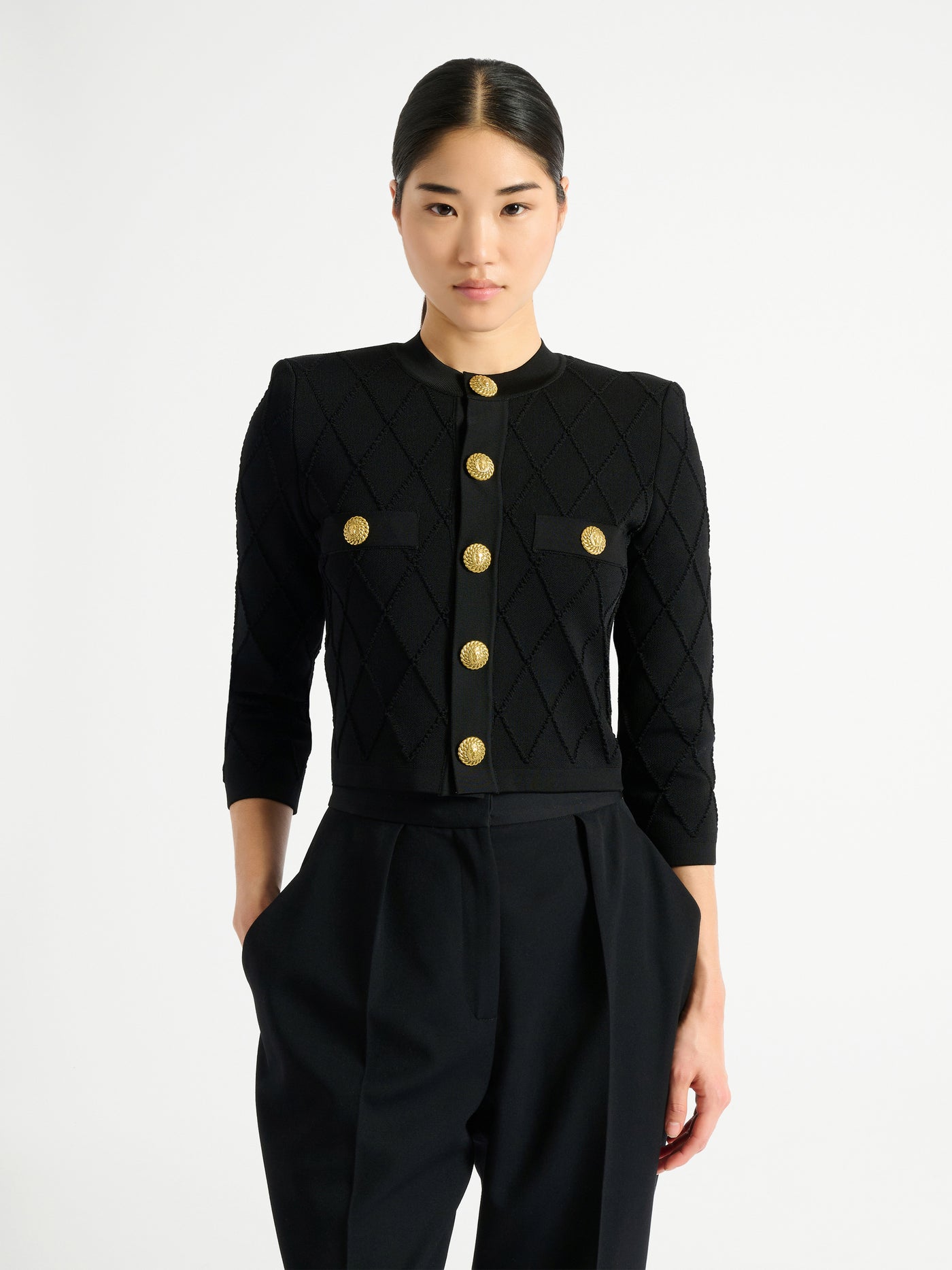 Cropped knit cardigan