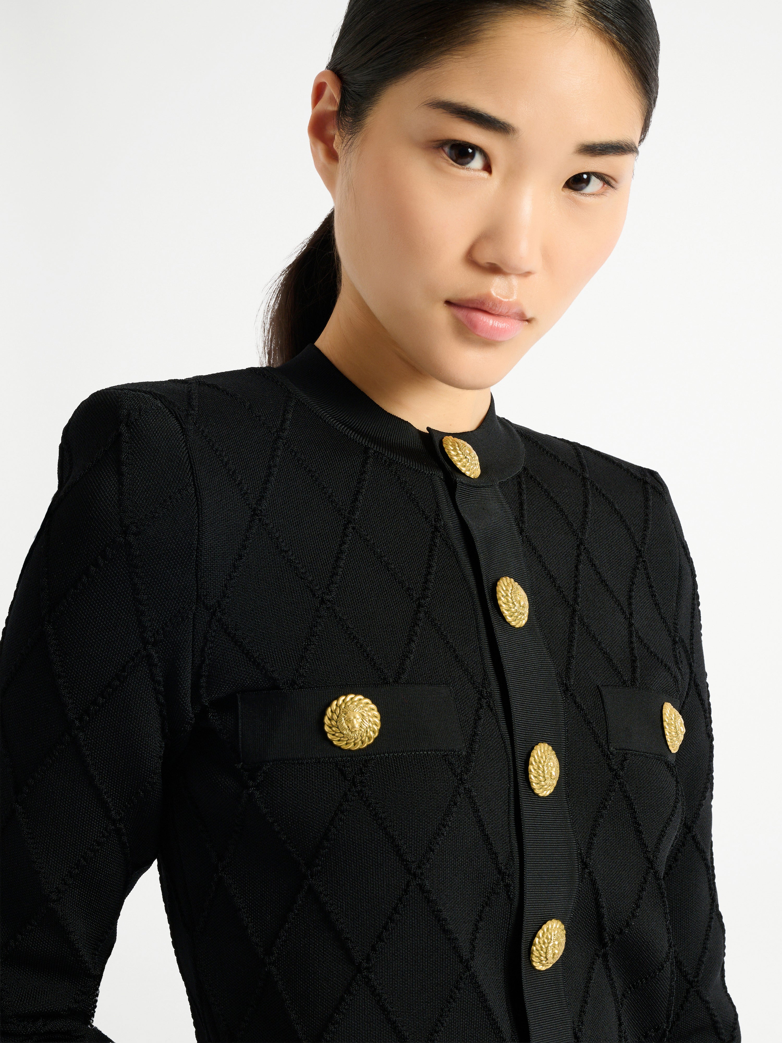Cropped knit cardigan black - Women | BALMAIN