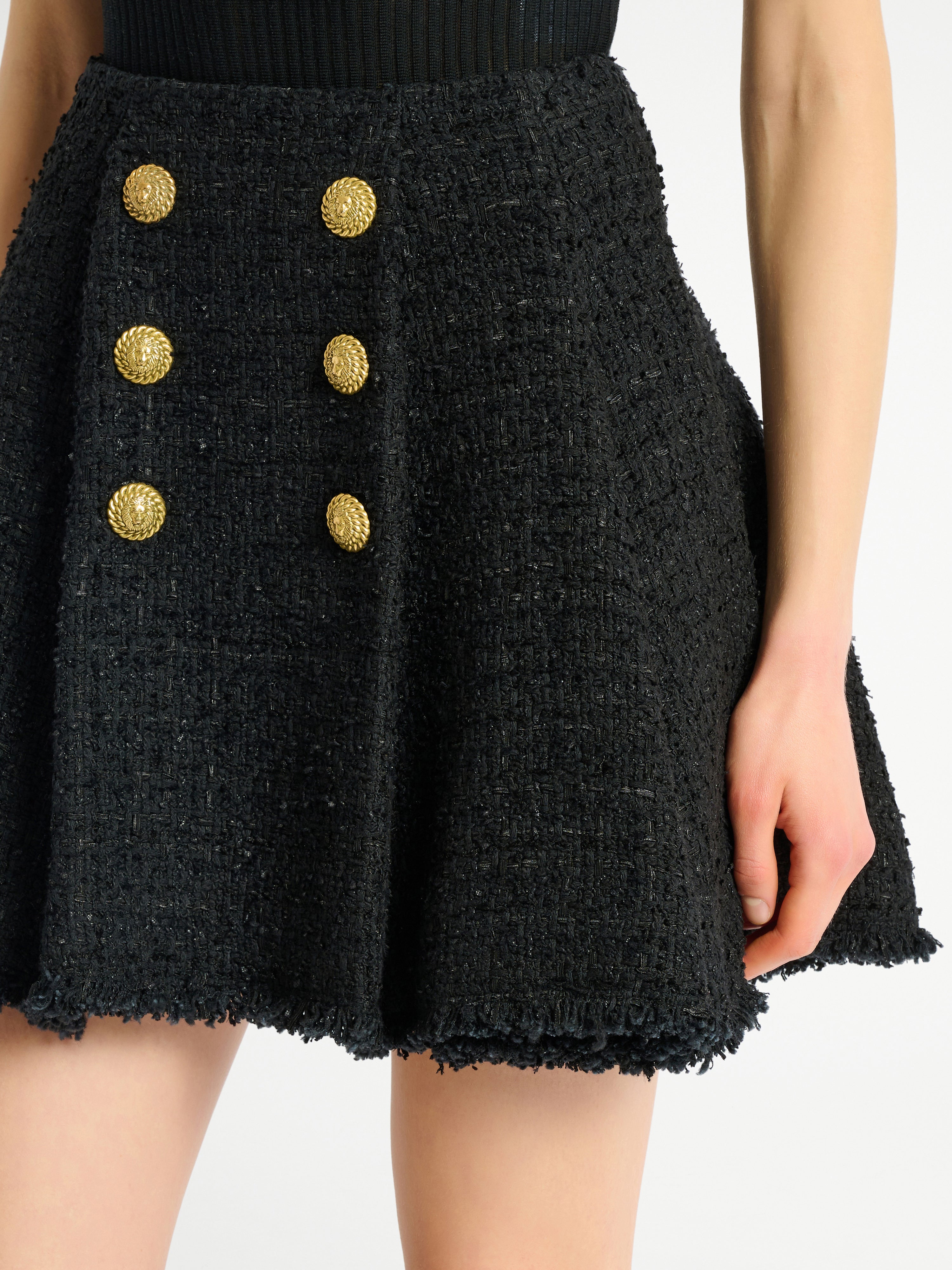 Flared tweed skirt black - Women | BALMAIN