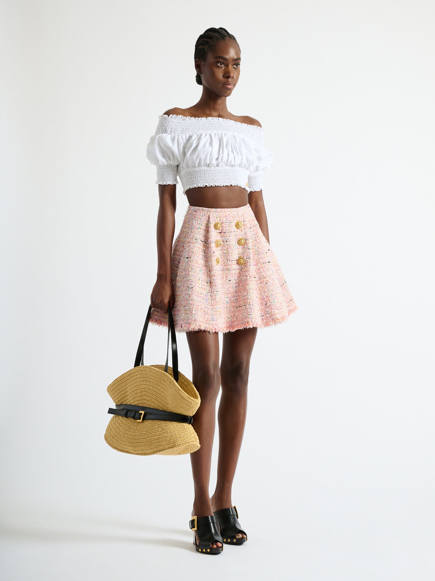 Flared tweed skirt