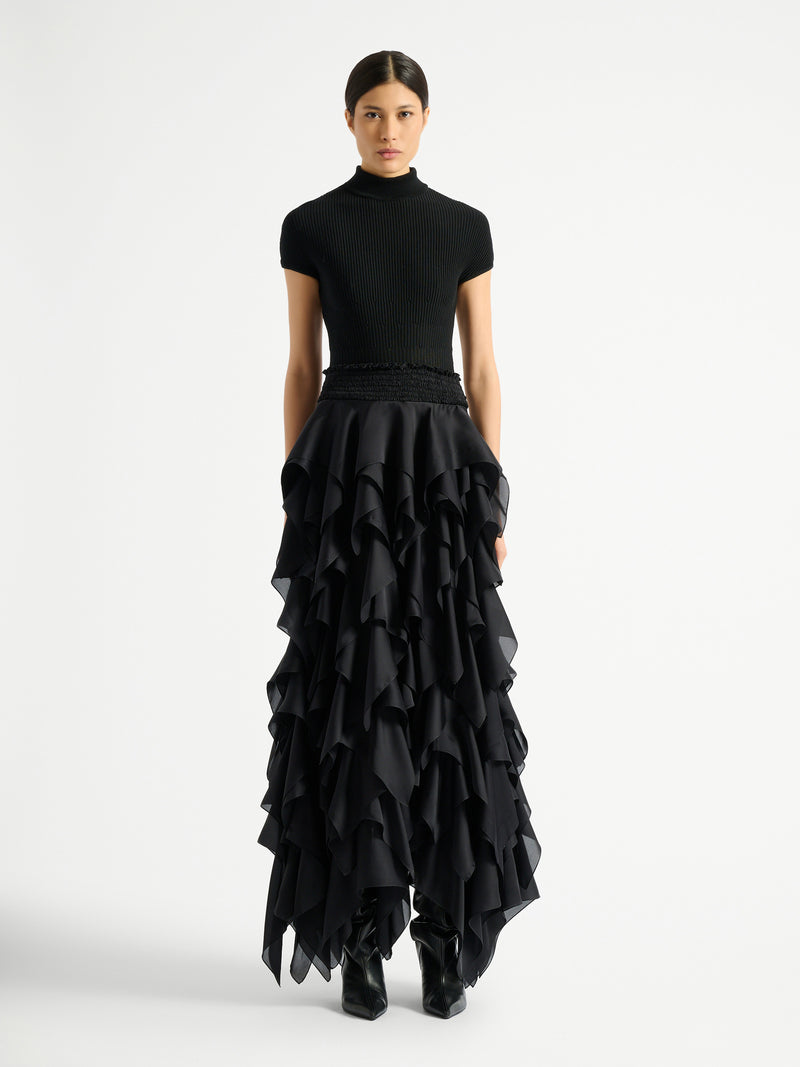 Long ruffled skirt