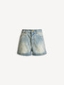 Topstitched denim shorts