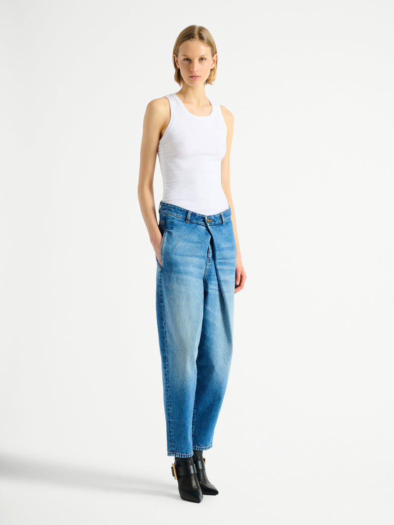 Denim barrel-leg jeans