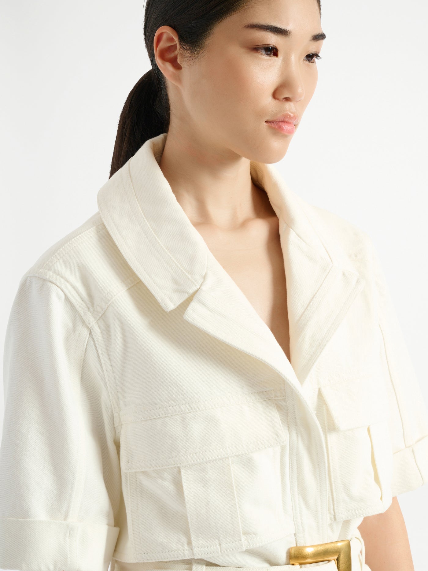 Belted denim playsuit
