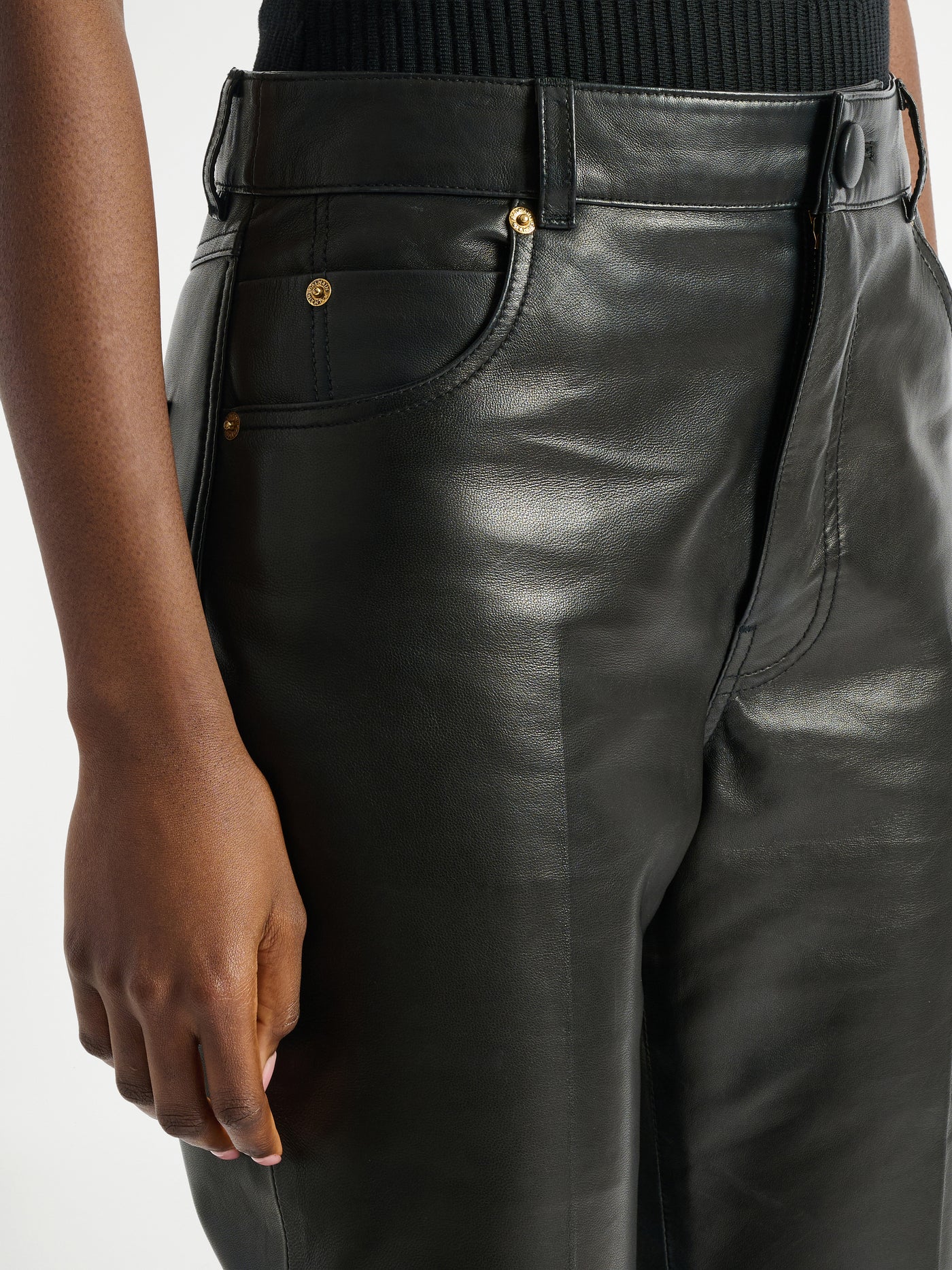 Leather high-waisted trousers