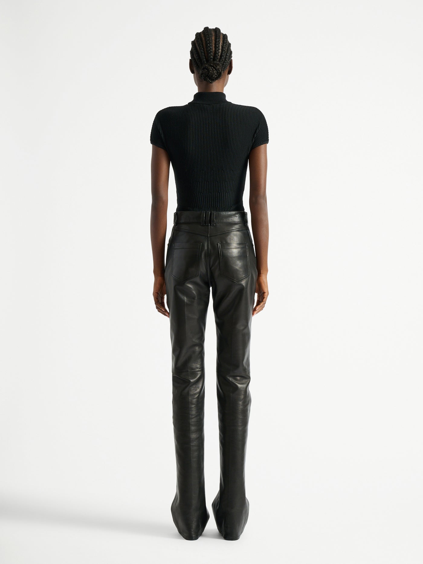 Leather high-waisted trousers