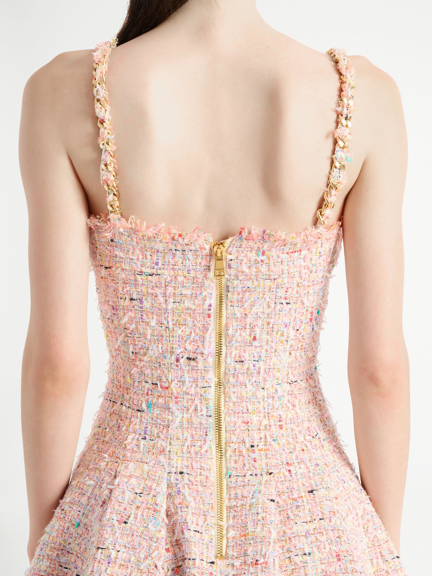 Flared tweed dress pink - Women