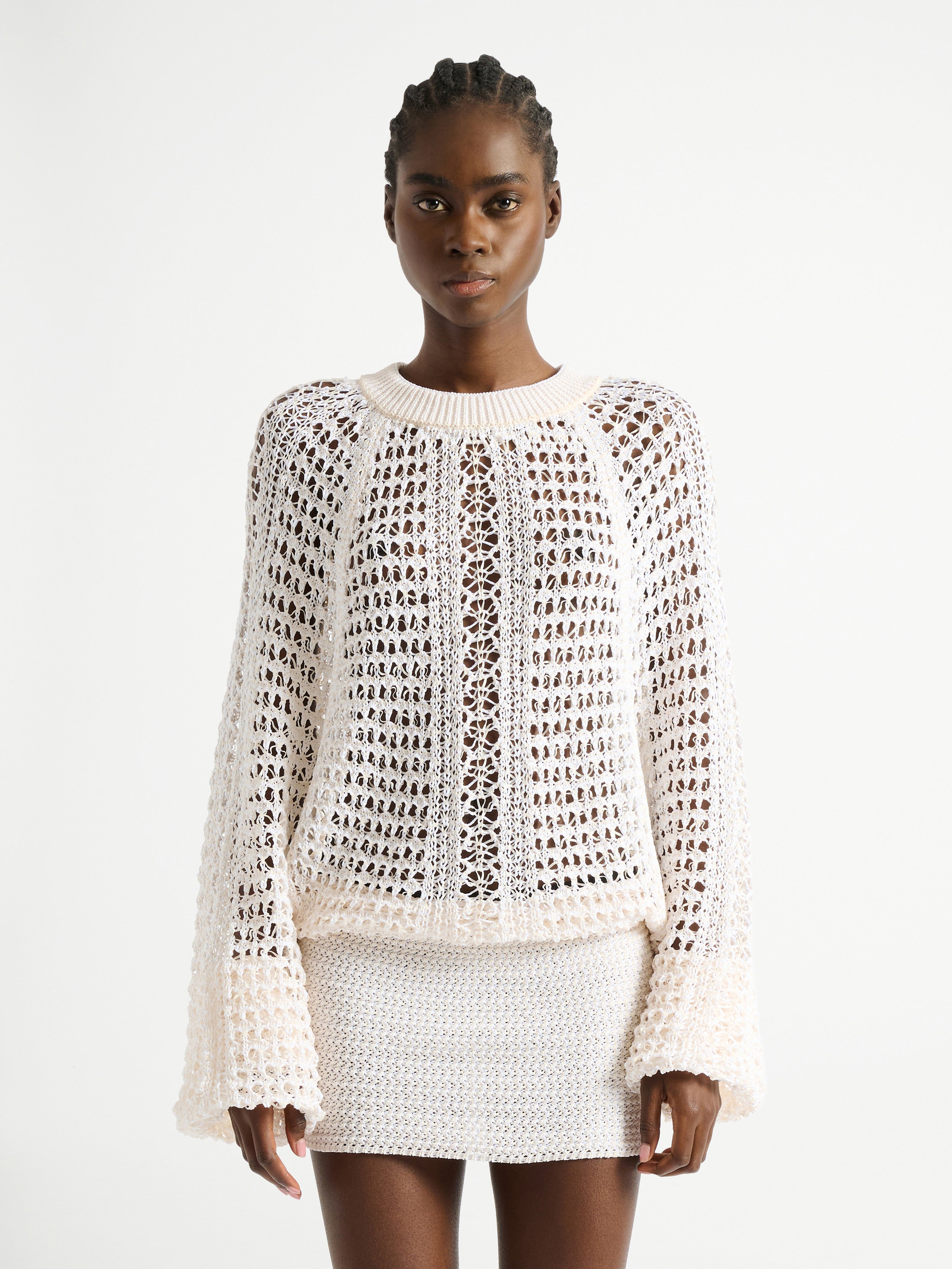 レースクロシェ ショートドレス ホワイト - レディース | BALMAIN