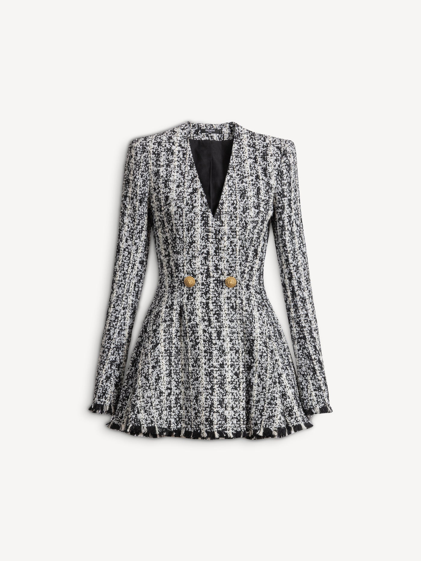Two-tone flared tweed dress