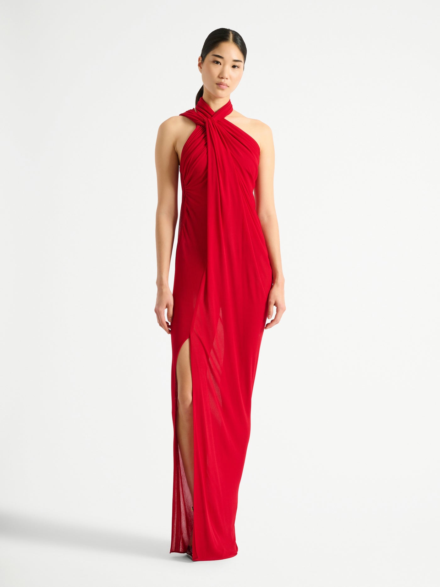 Long draped jersey dress