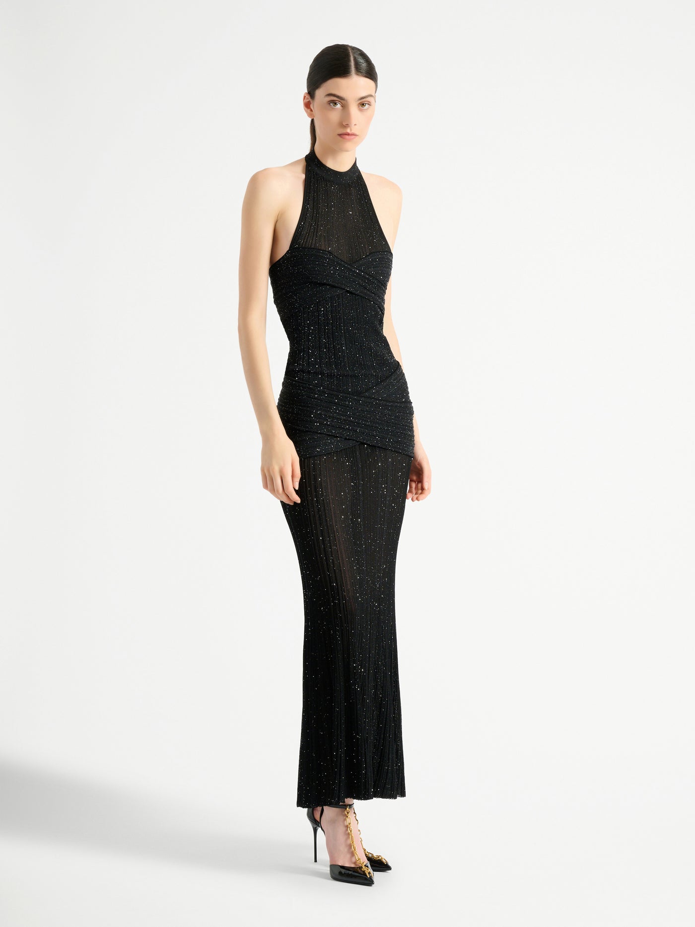 Long Fléchage knit dress