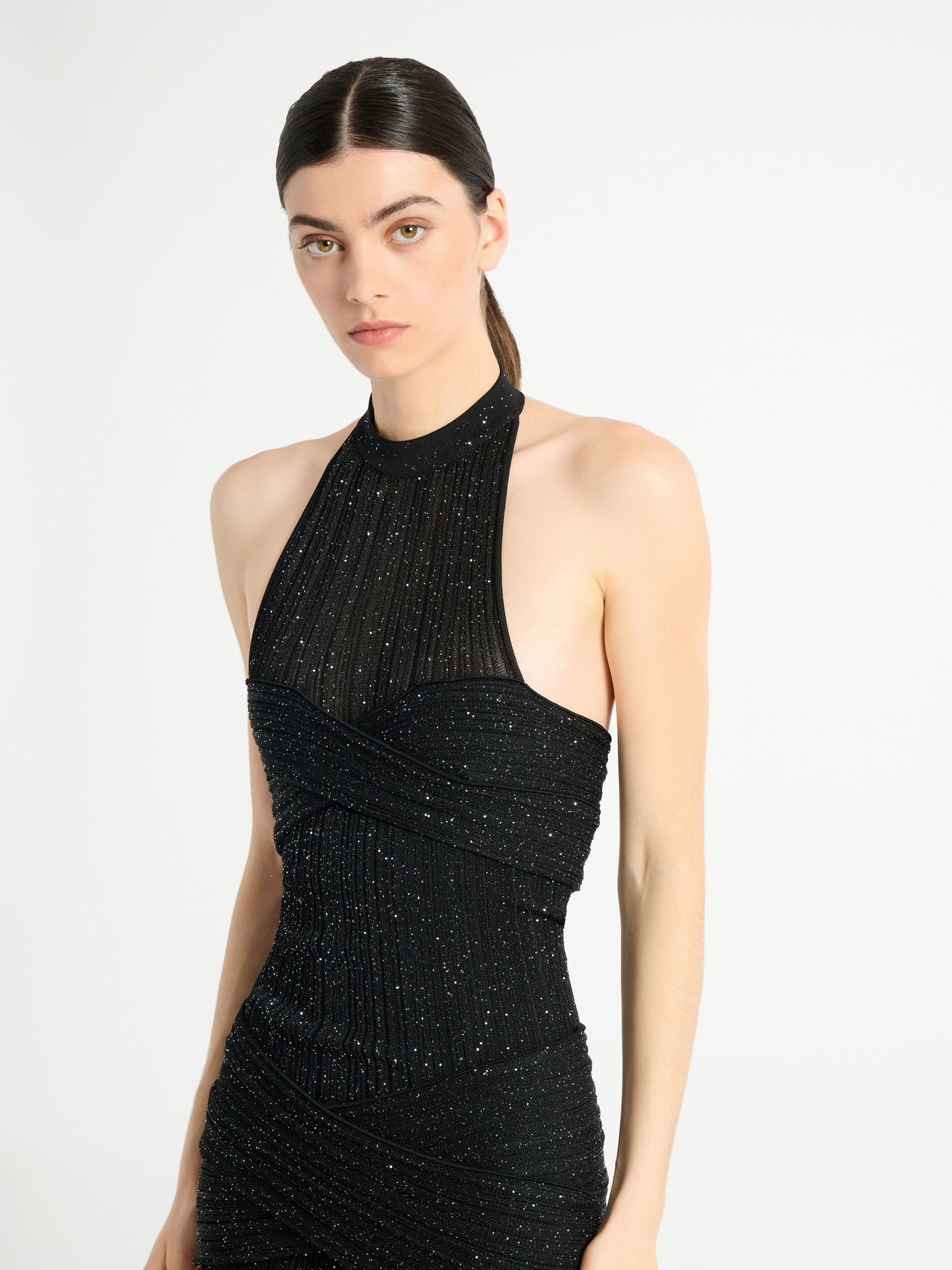 Long Fléchage knit dress