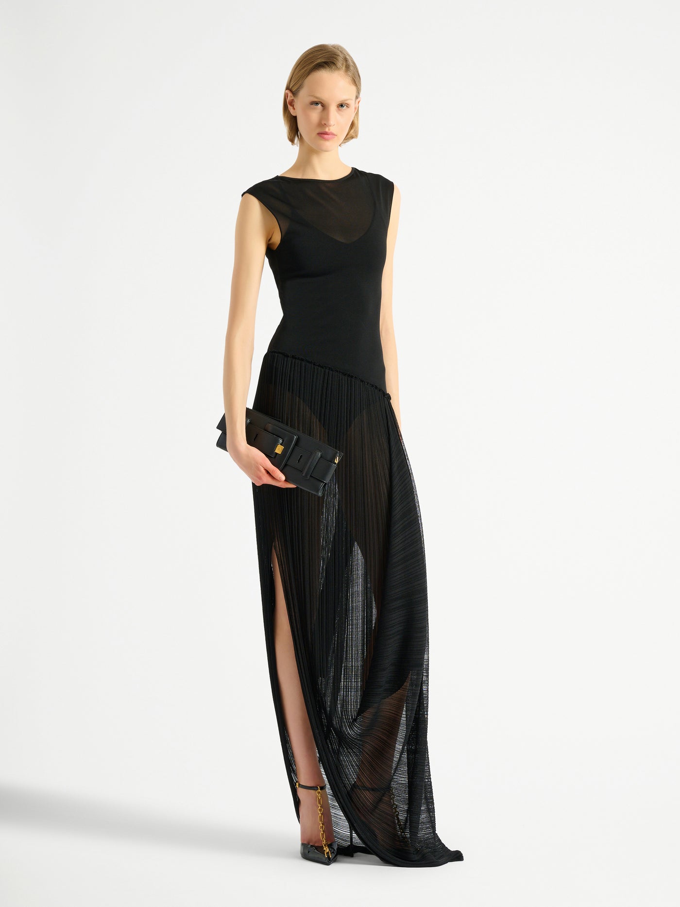 Long draped viscose dress