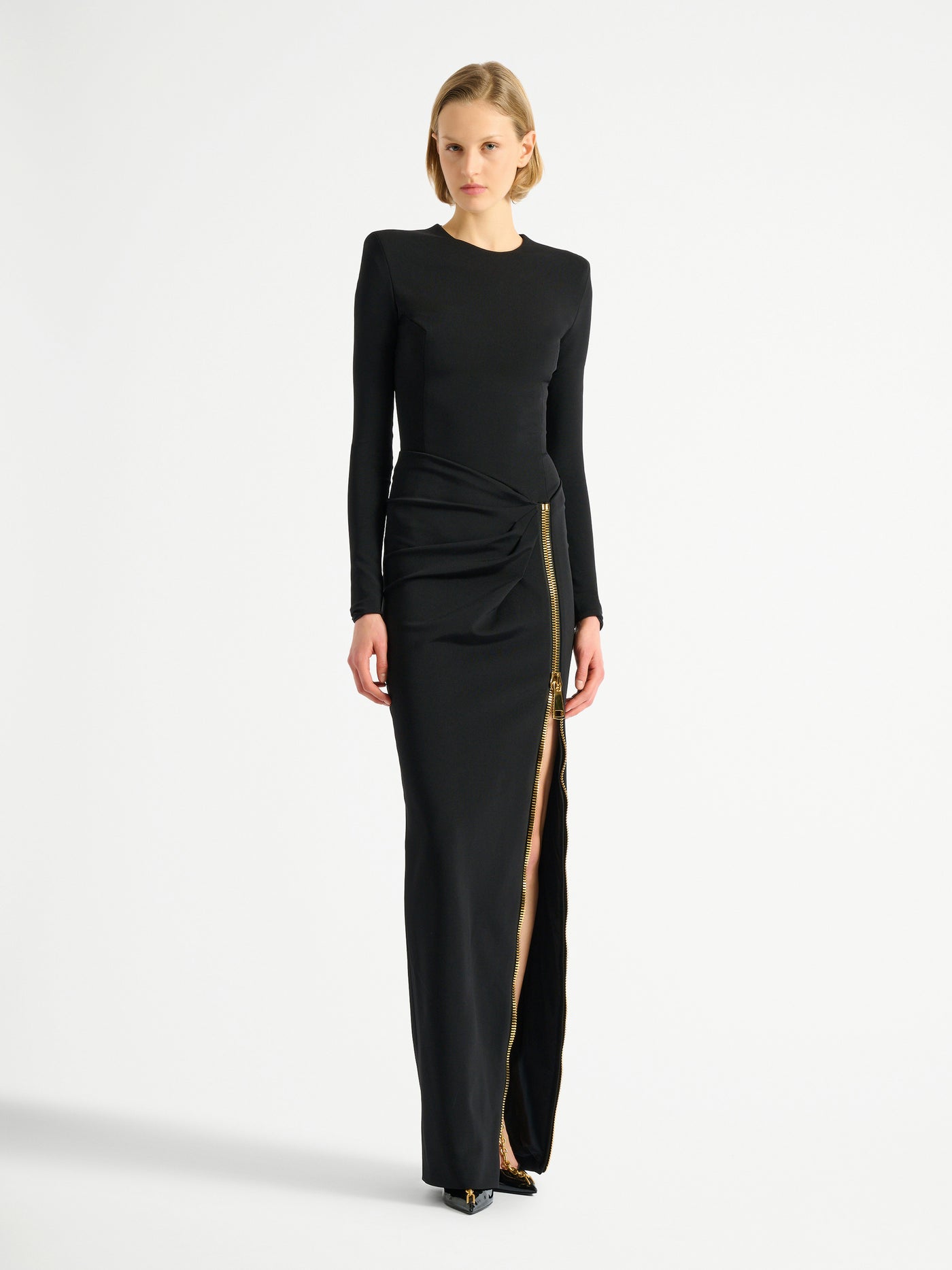 Long slit dress with zip