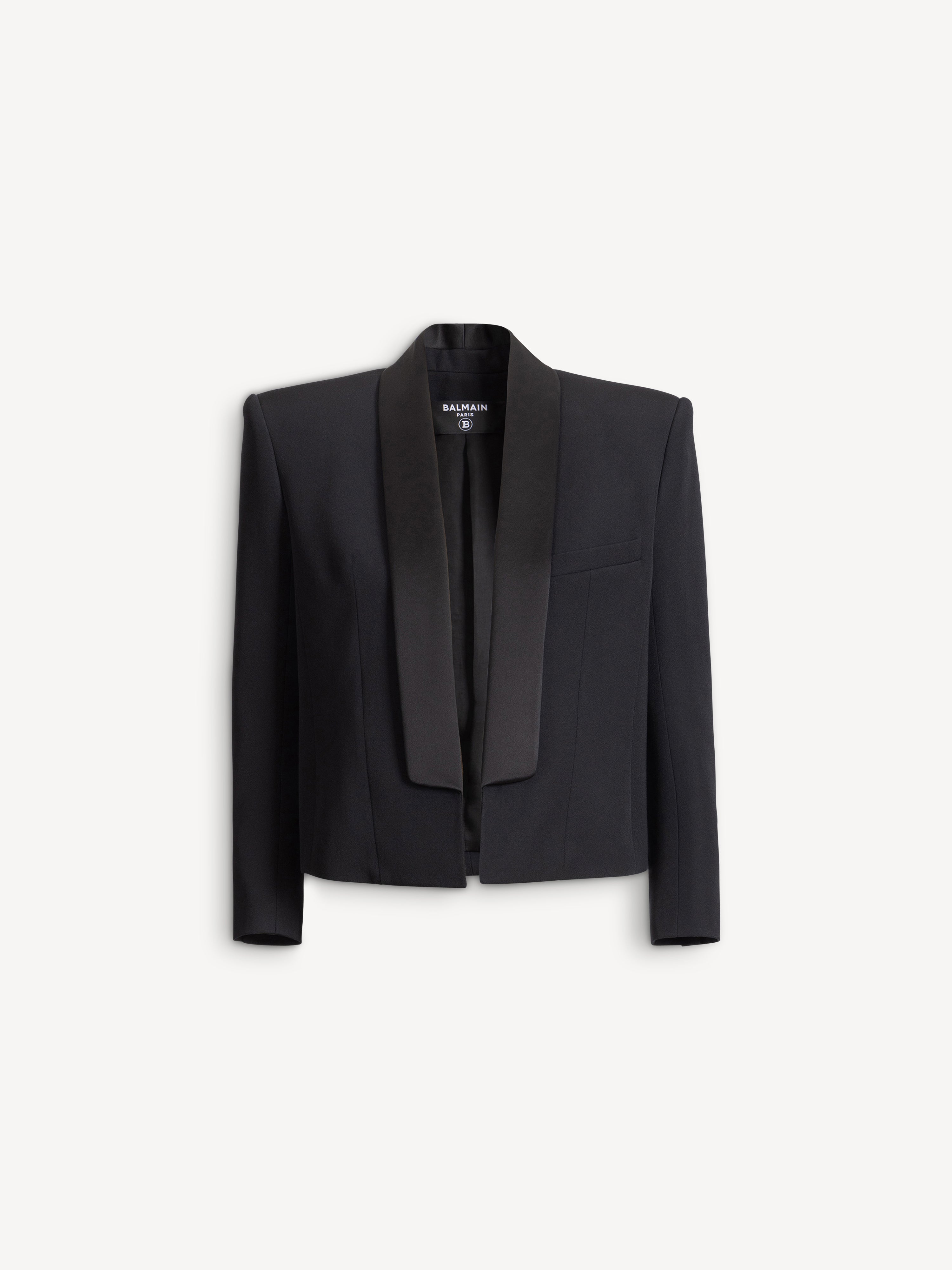 Cropped grain de poudre jacket black - Women | BALMAIN