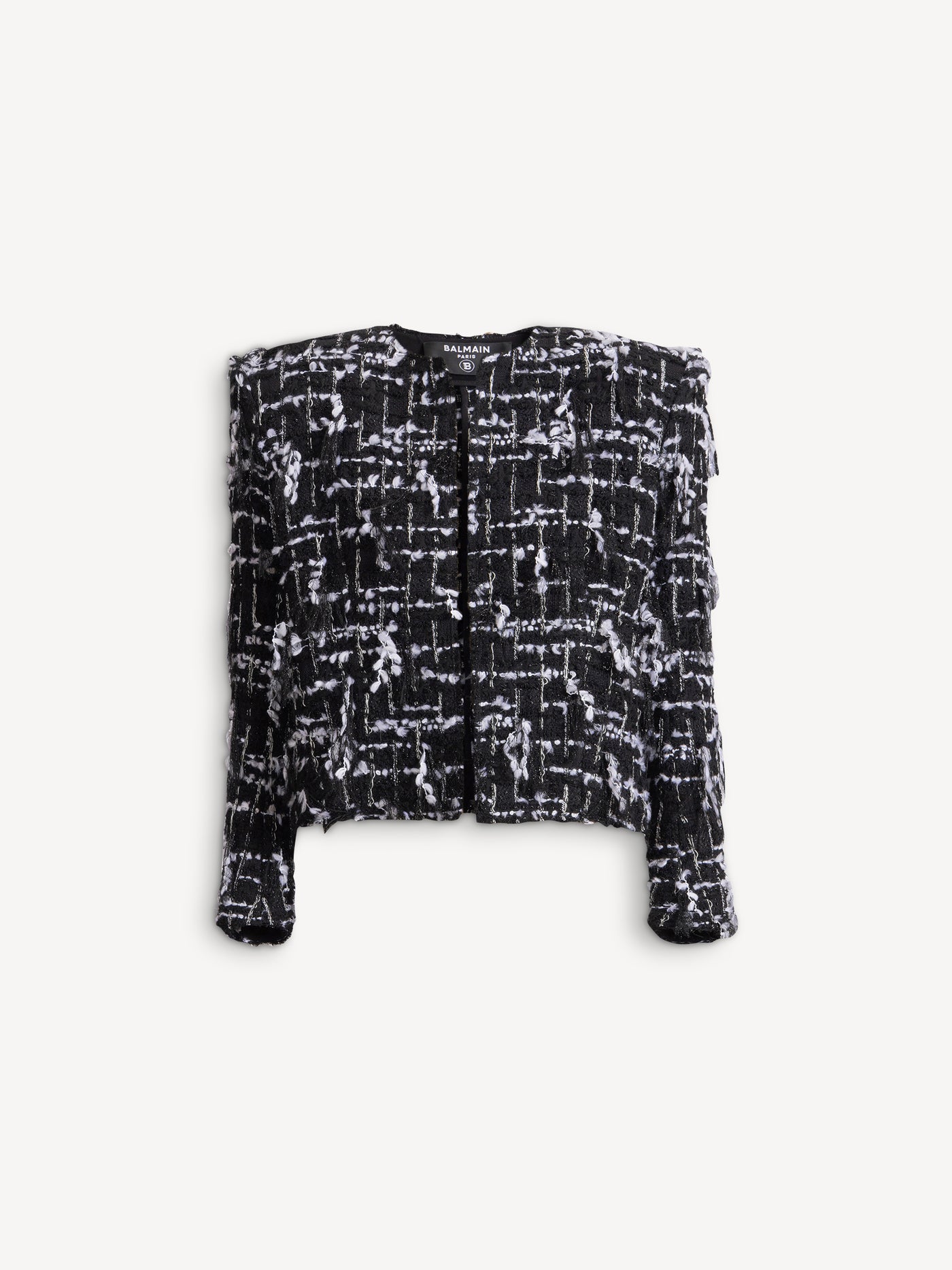 Cropped jacket in fringed tweed