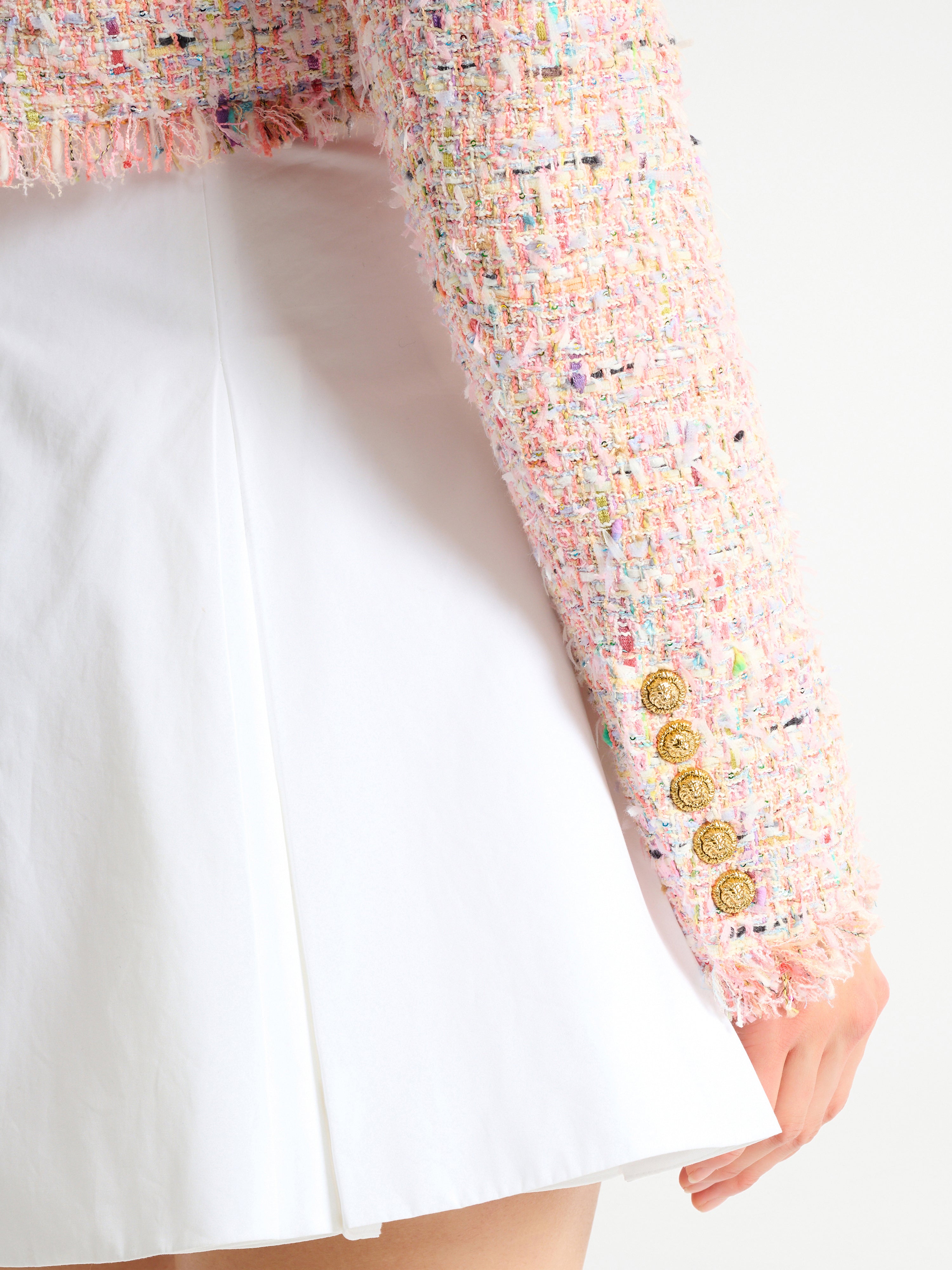 Cropped tweed jacket pink - Women | BALMAIN