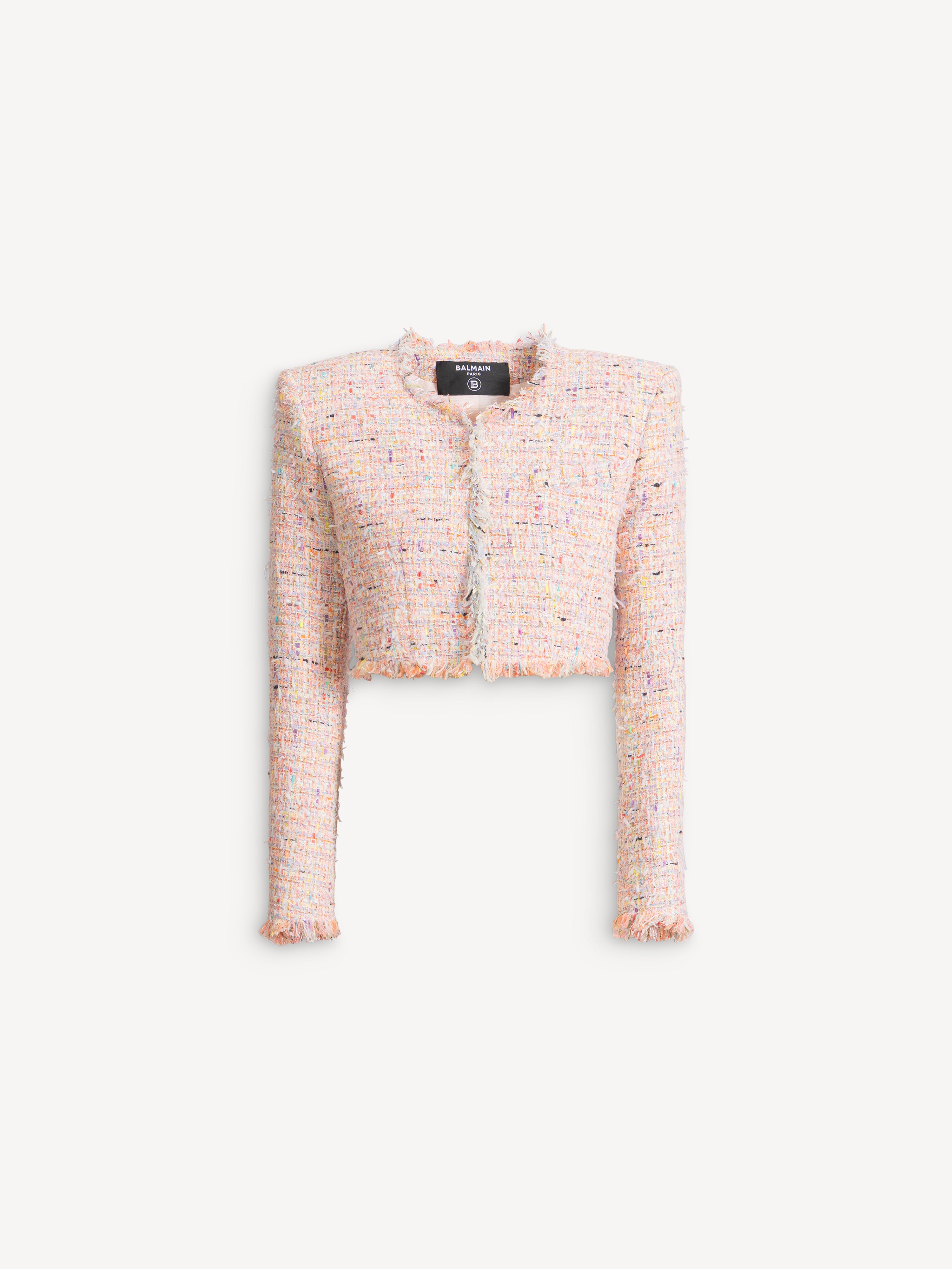 Cropped tweed jacket pink - Women | BALMAIN