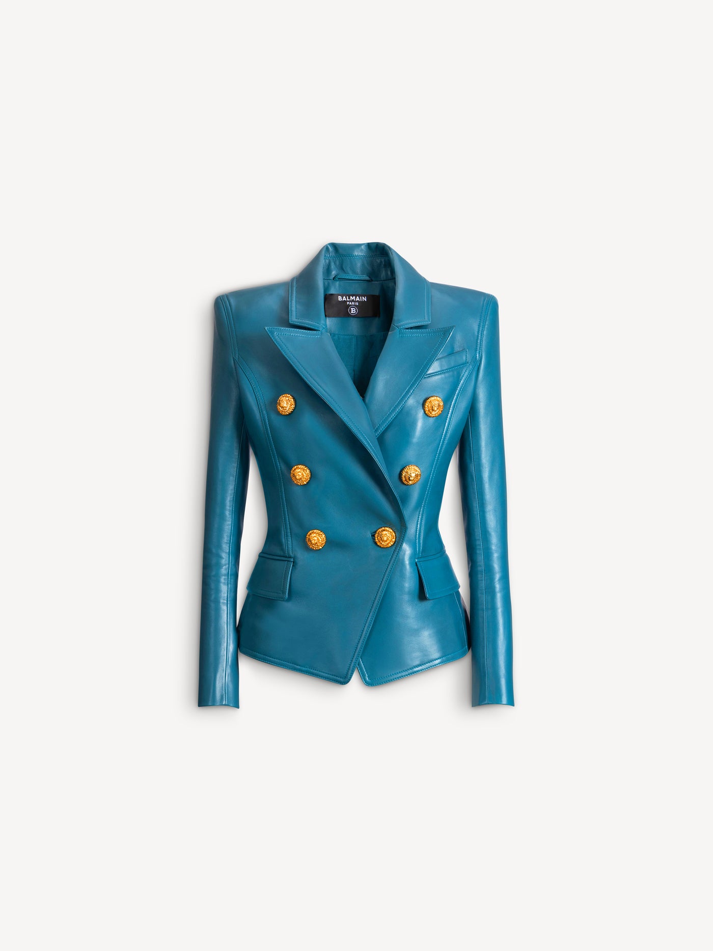 Leather 6-button jacket