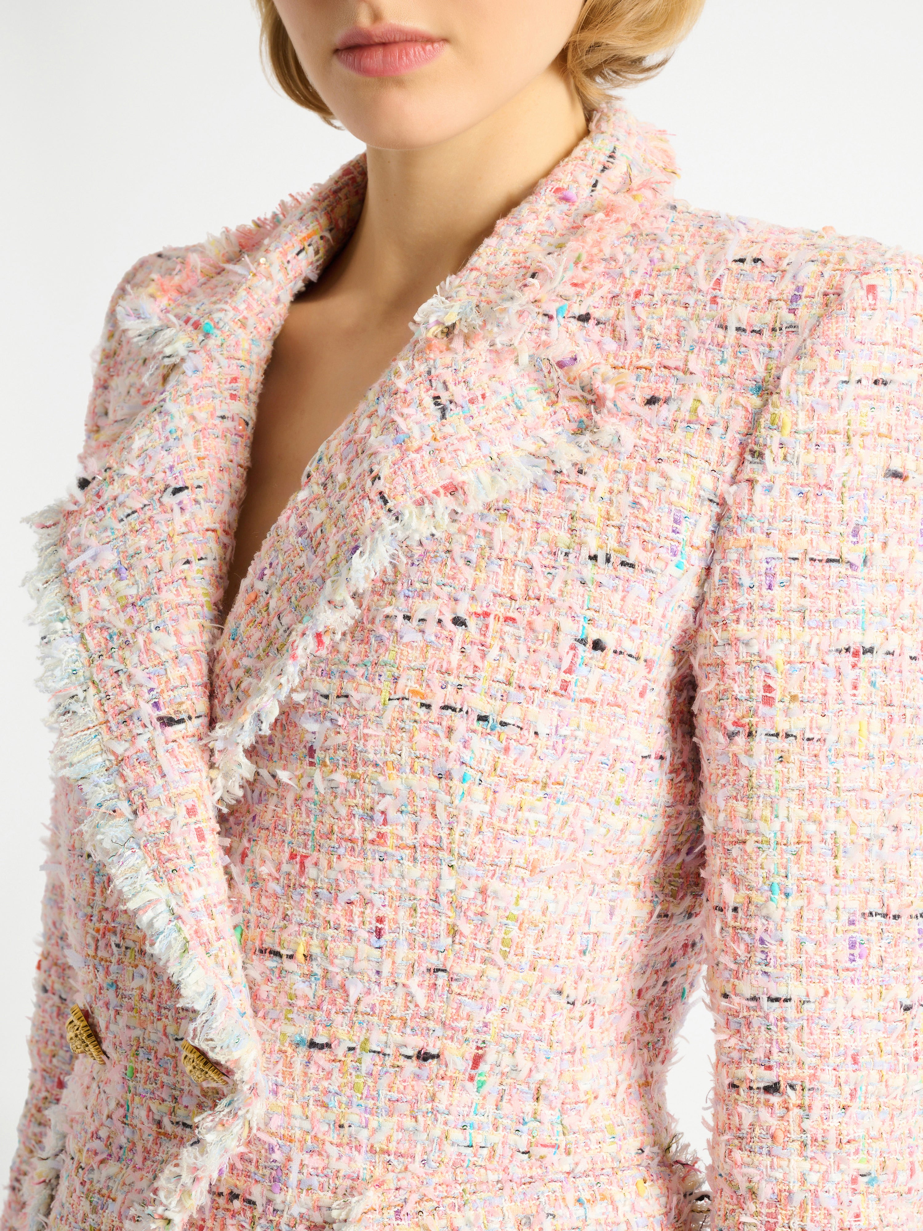 Tweed 2-button jacket pink - Women | BALMAIN