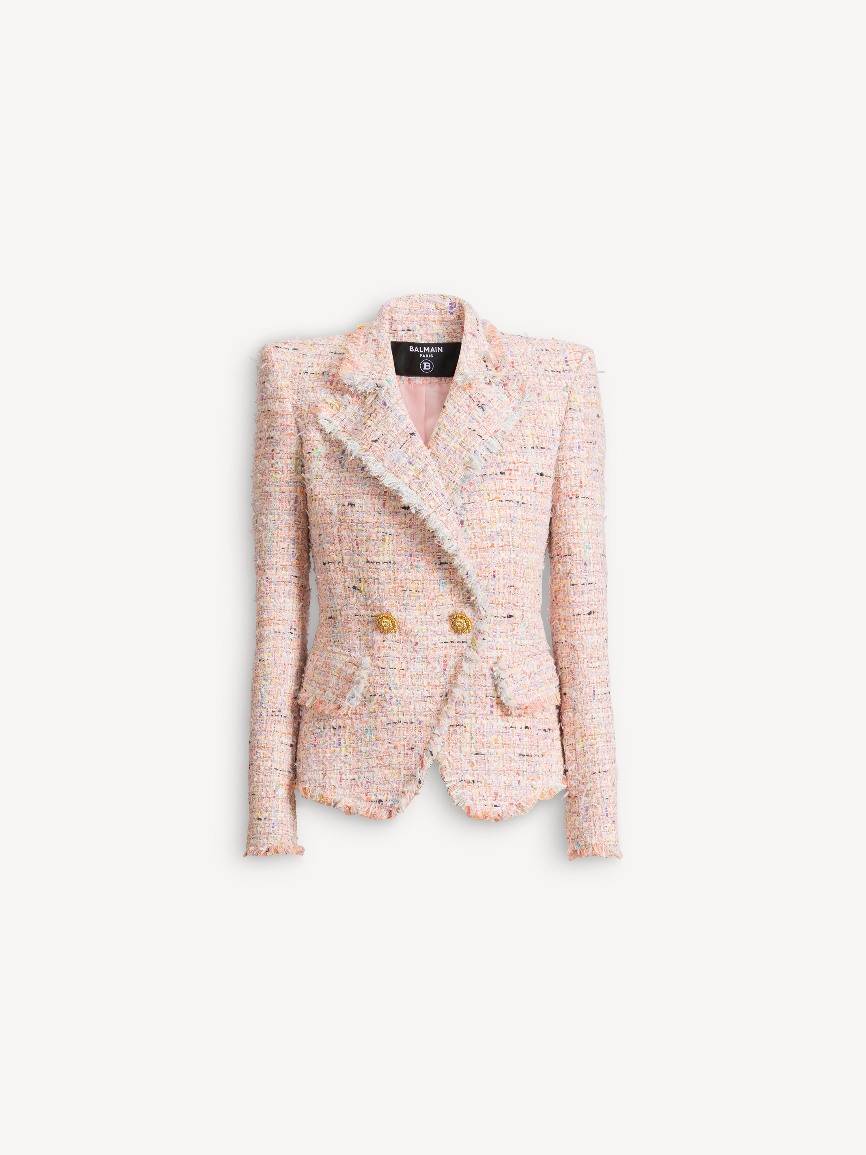 Tweed 2-button jacket pink - Women | BALMAIN • BALMAIN USA