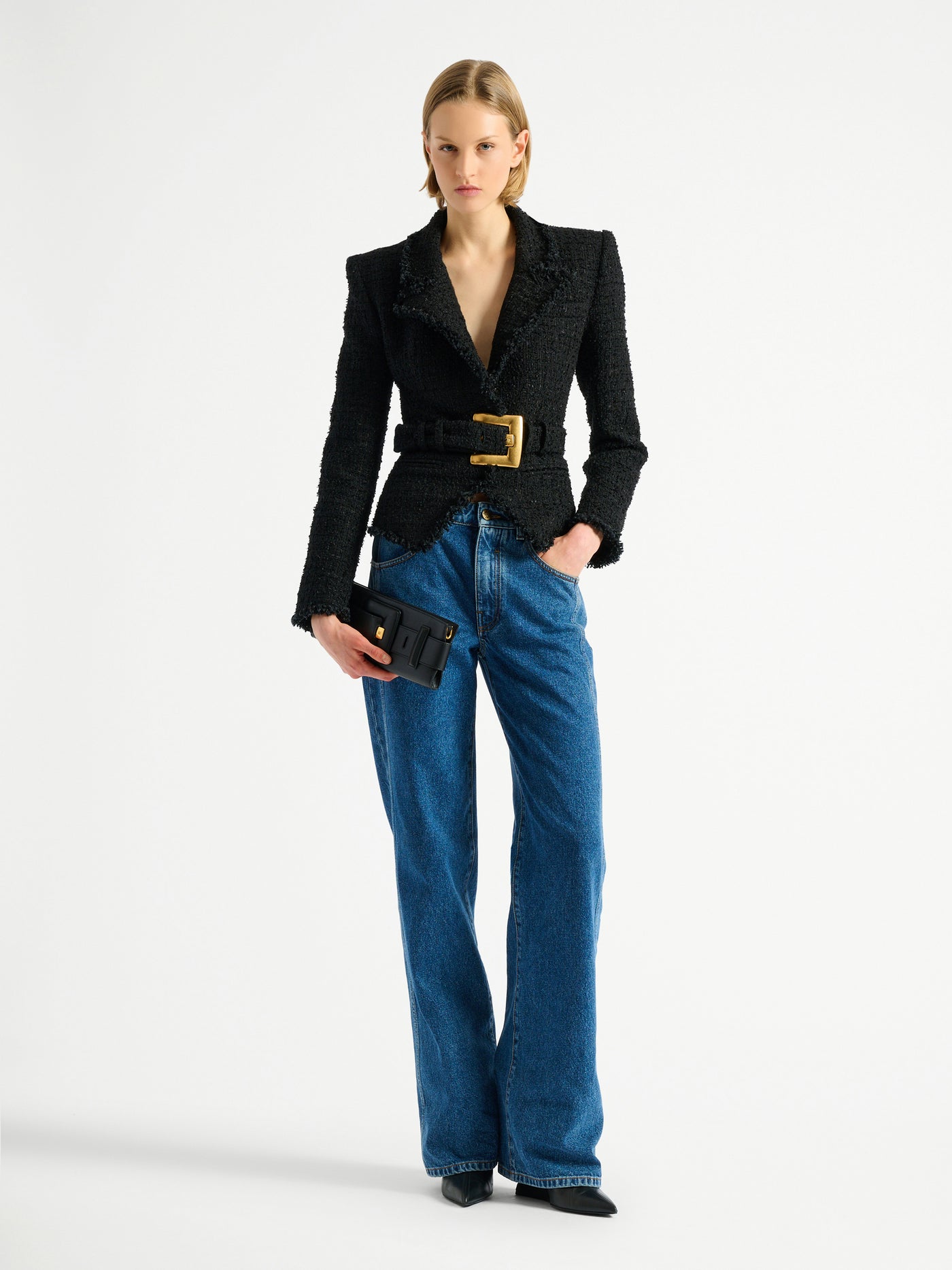 Belted tweed jacket