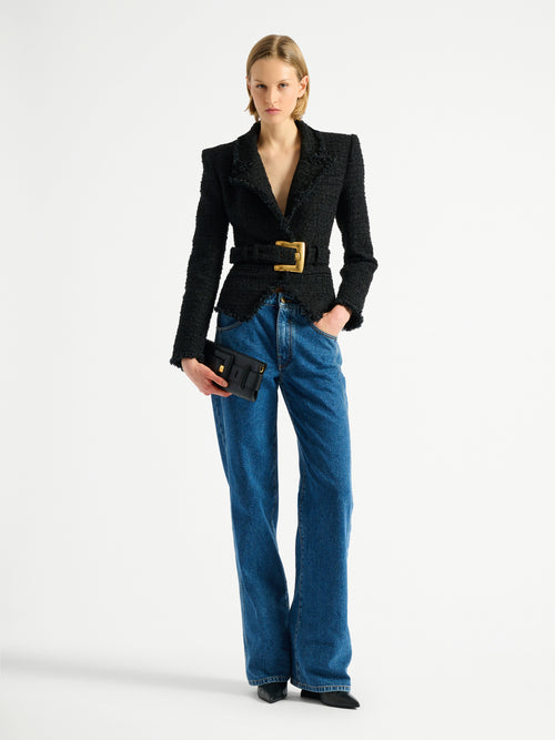 Belted tweed jacket