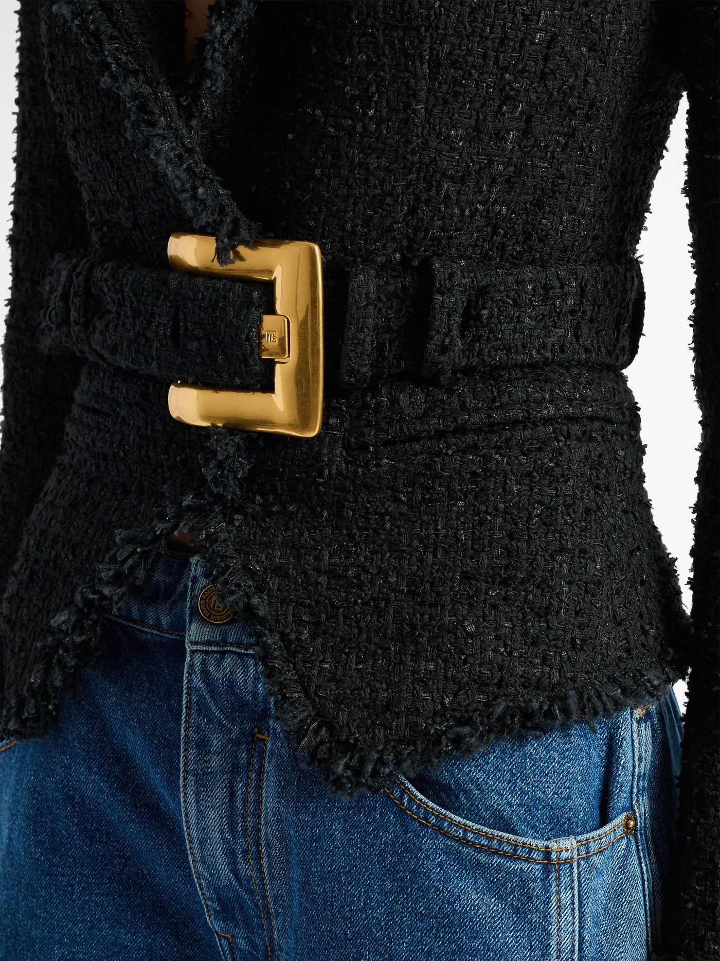 Belted tweed jacket
