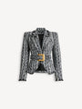 Two-tone tweed belted jacket