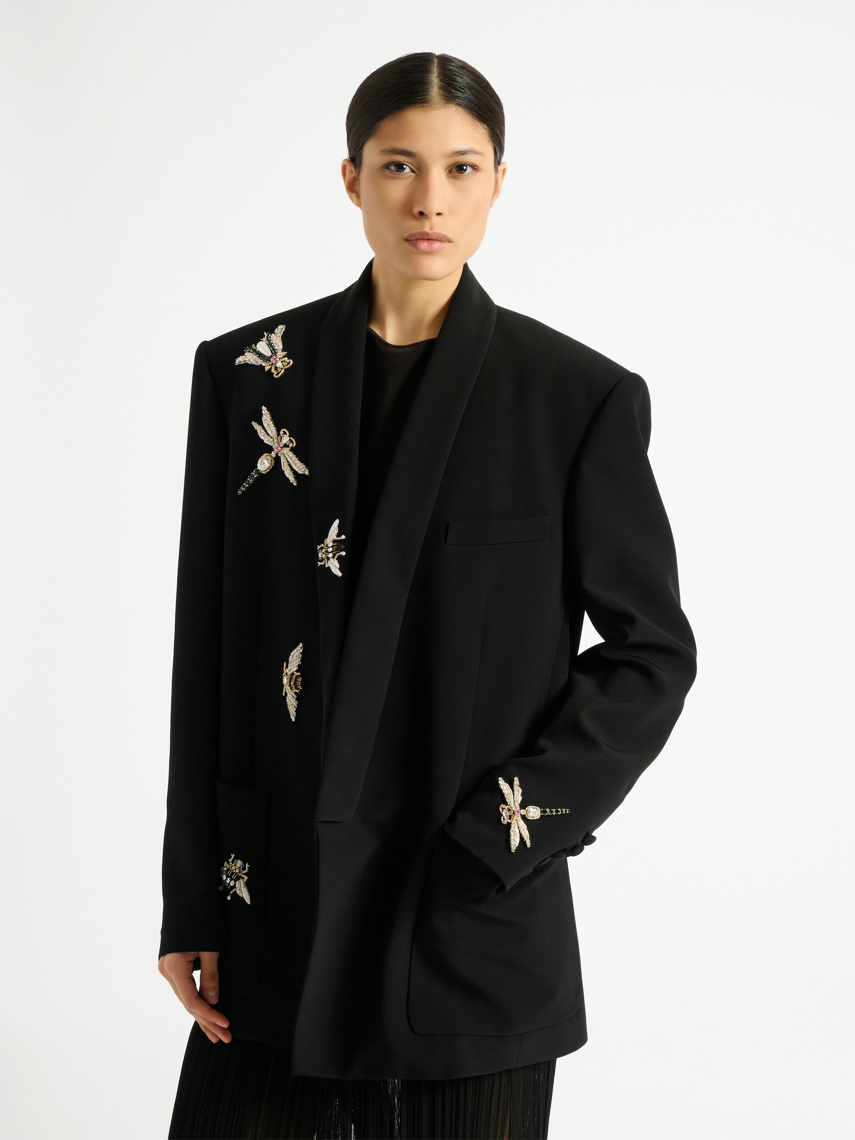Embroidered Balmain Insect jacket black - Women | BALMAIN
