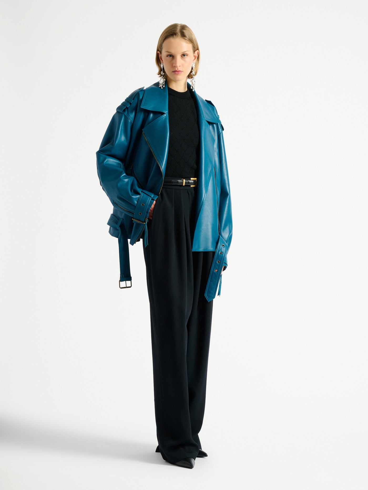 Lambskin leather biker jacket