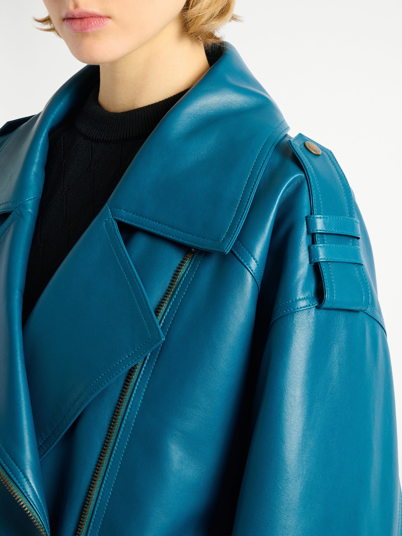 Lambskin leather biker jacket